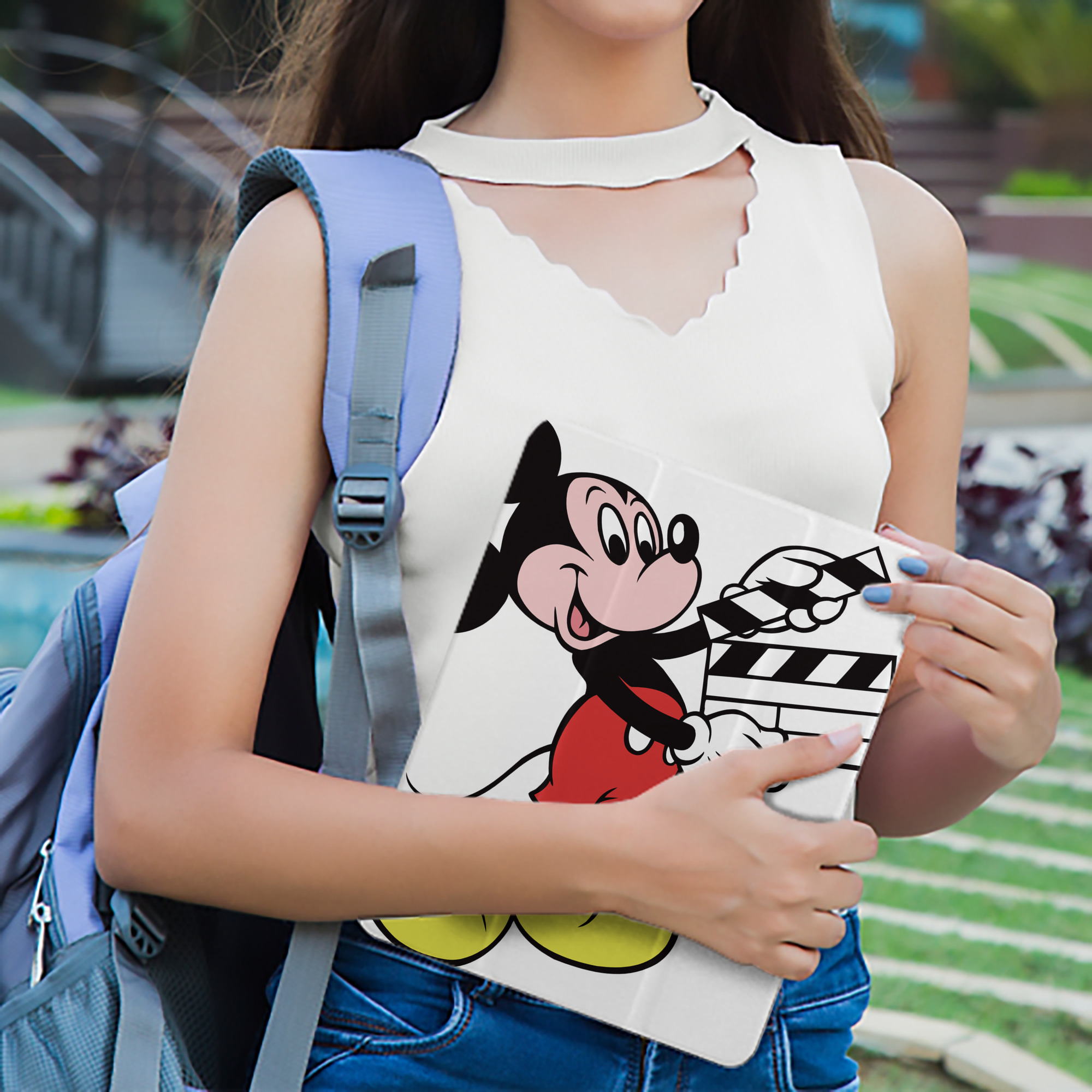 ミッキーマウス Mickey Mouse IPad ケース ペン収納付き 三つ折りスタンド PUレザー×シリコン 対応機種9.5/10.5/10.9インチ