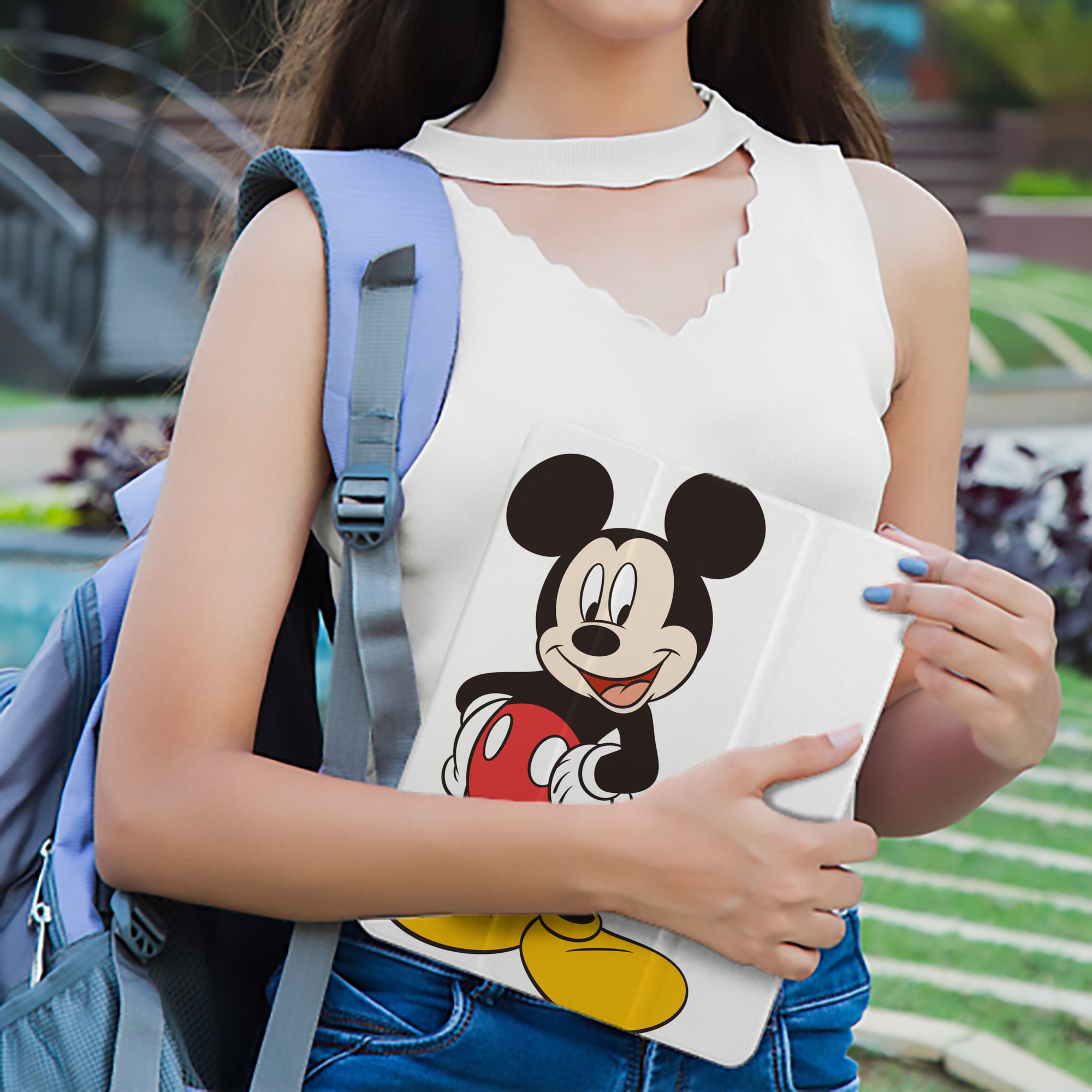 ミッキーマウス Mickey Mouse IPad ケース ペン収納付き 三つ折りスタンド PUレザー×シリコン 対応機種9.5/10.5/10.9インチ