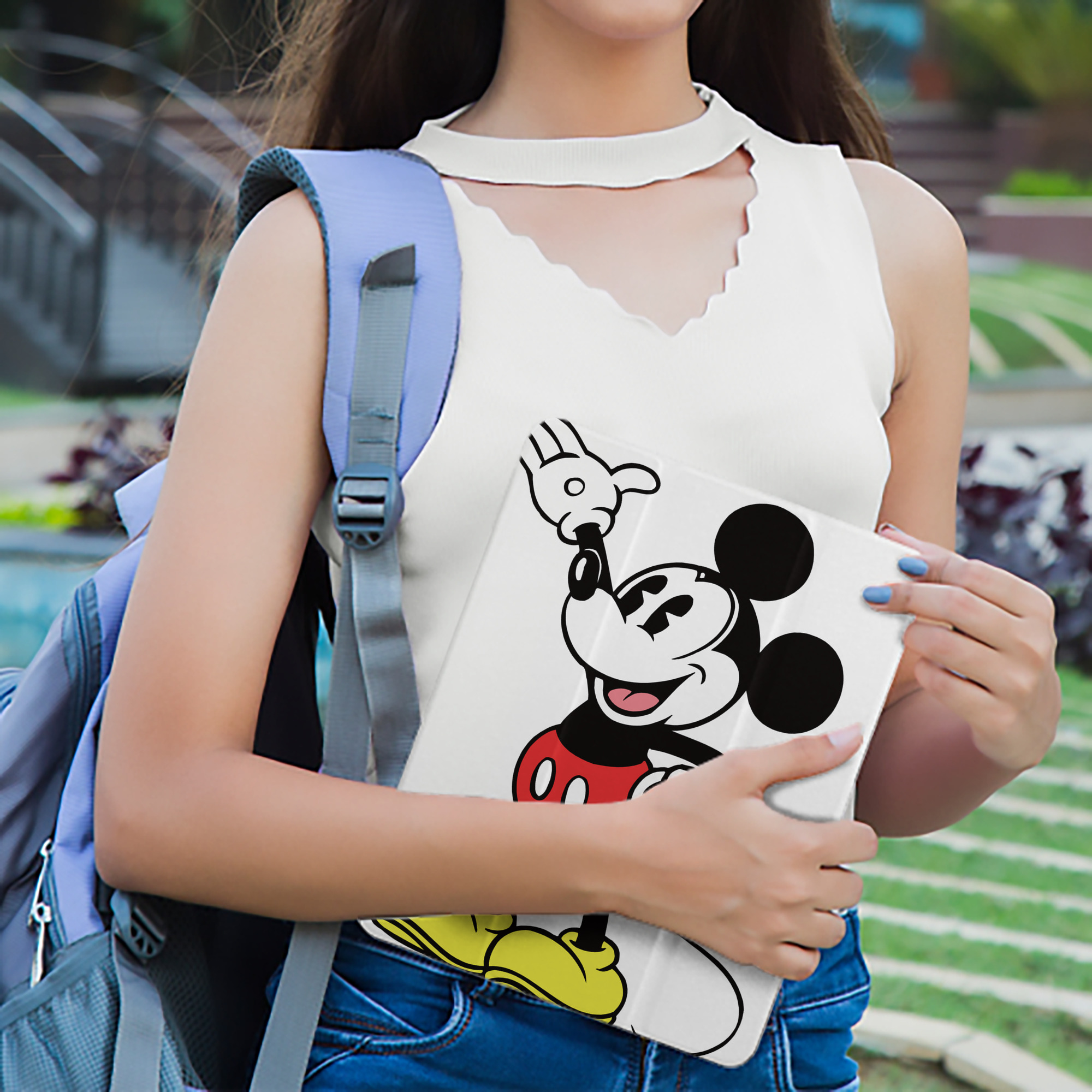 ミッキーマウス Mickey Mouse IPad ケース ペン収納付き 三つ折りスタンド PUレザー×シリコン 対応機種9.5/10.5/10.9インチ