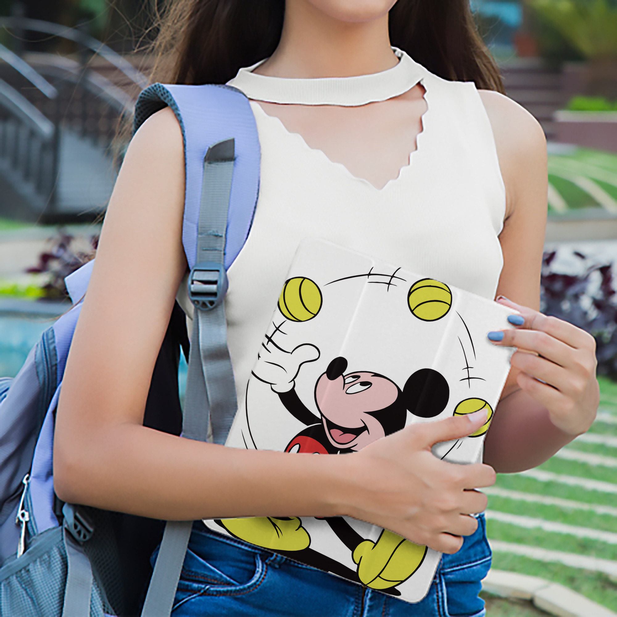 ミッキーマウス Mickey Mouse IPad ケース ペン収納付き 三つ折りスタンド PUレザー×シリコン 対応機種9.5/10.5/10.9インチ