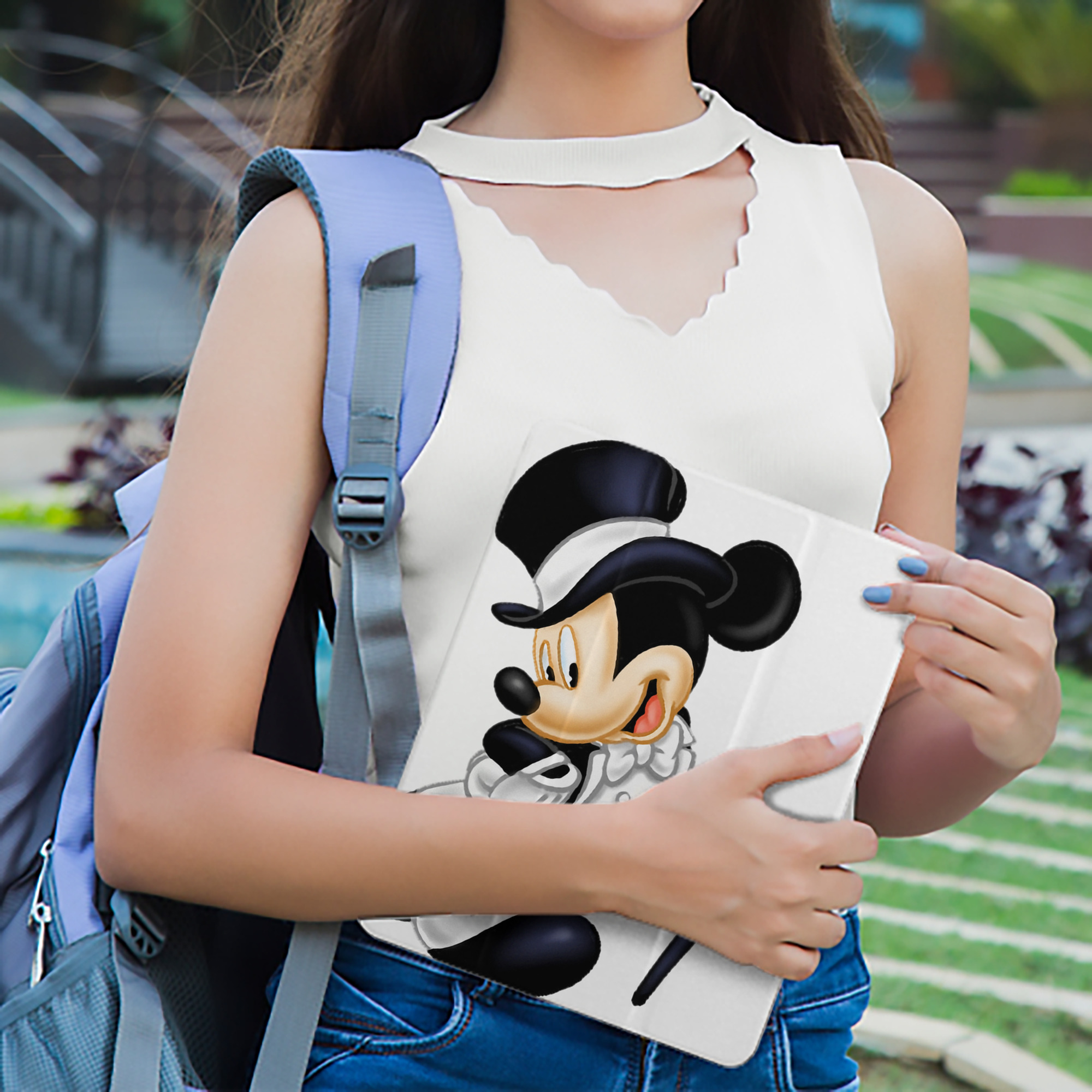 ミッキーマウス Mickey Mouse IPad ケース ペン収納付き 三つ折りスタンド PUレザー×シリコン 対応機種9.5/10.5/10.9インチ
