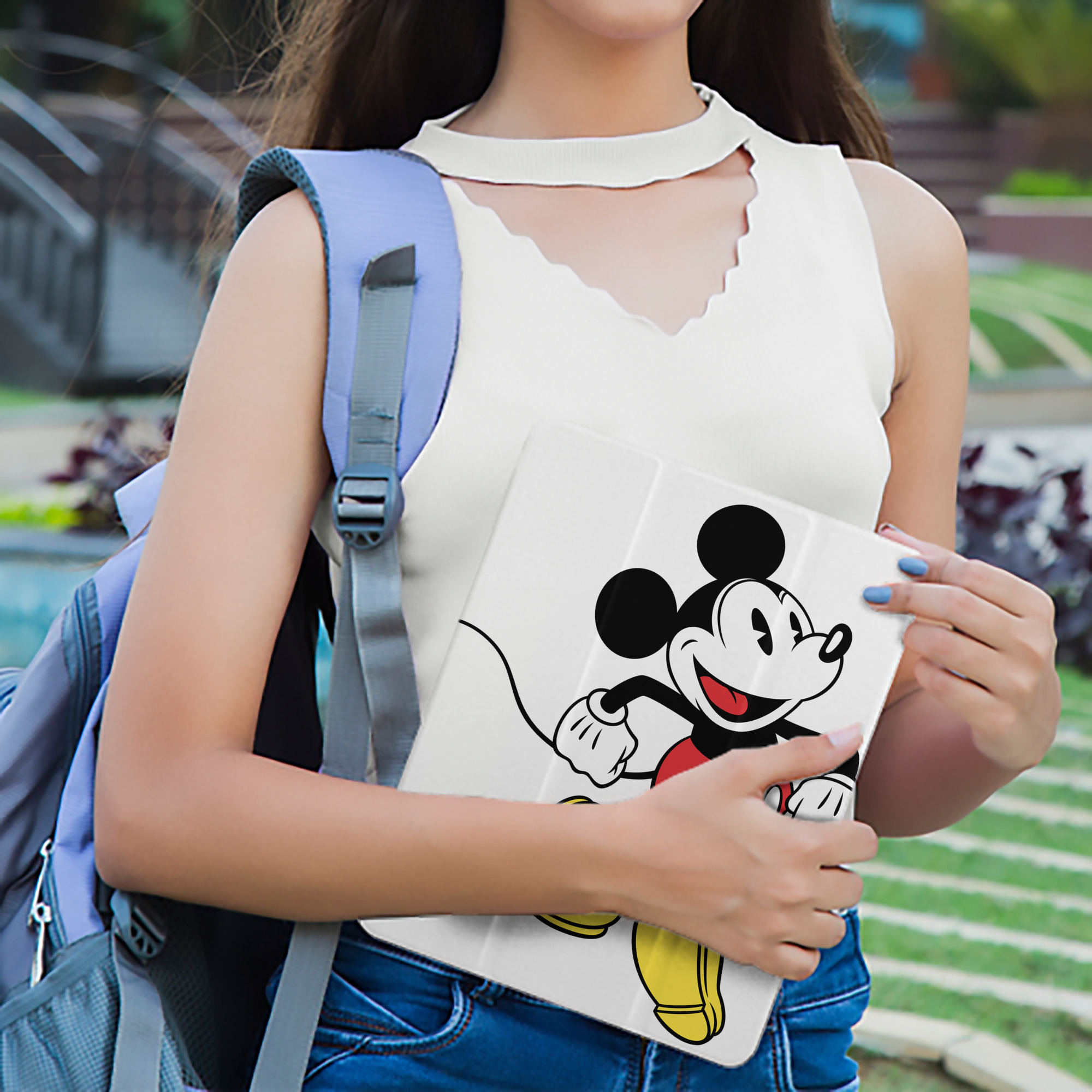 ミッキーマウス Mickey Mouse IPad ケース ペン収納付き 三つ折りスタンド PUレザー×シリコン 対応機種9.5/10.5/10.9インチ