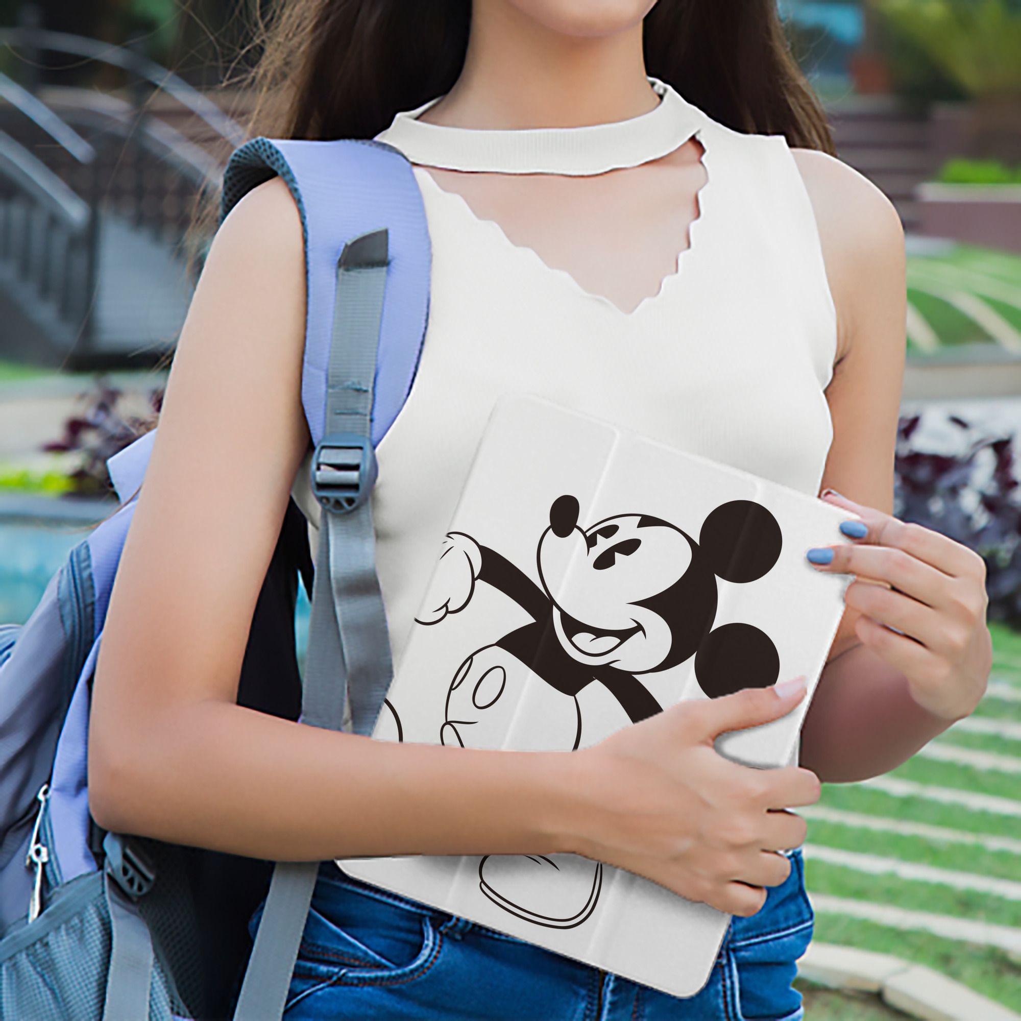 ミッキーマウス Mickey Mouse IPad ケース ペン収納付き 三つ折りスタンド PUレザー×シリコン 対応機種9.5/10.5/10.9インチ