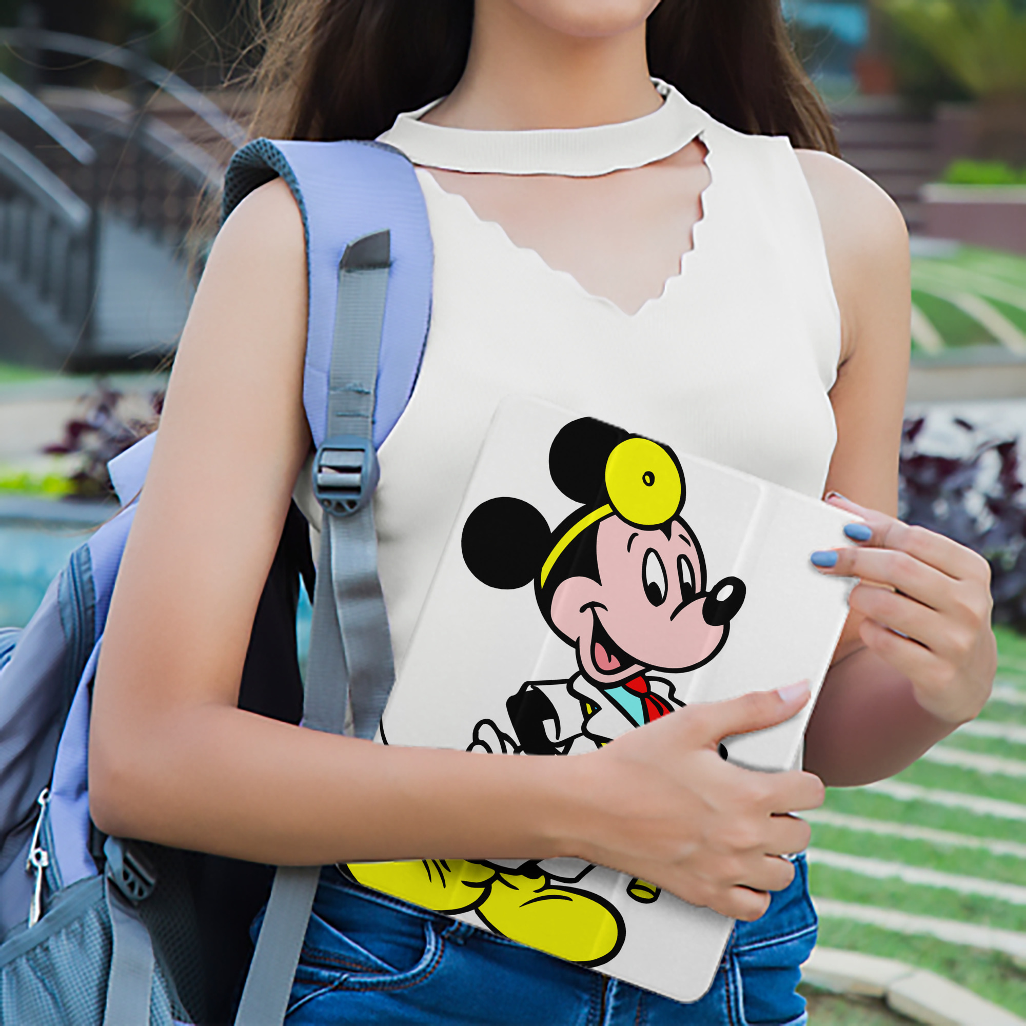 ミッキーマウス Mickey Mouse IPad ケース ペン収納付き 三つ折りスタンド PUレザー×シリコン 対応機種9.5/10.5/10.9インチ