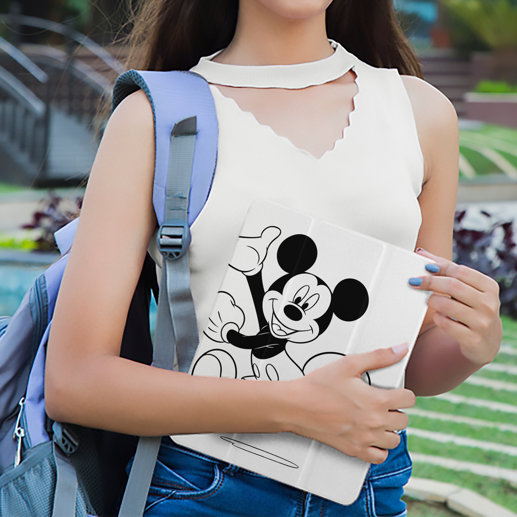 ミッキーマウス Mickey Mouse IPad ケース ペン収納付き 三つ折りスタンド PUレザー×シリコン 対応機種9.5/10.5/10.9インチ
