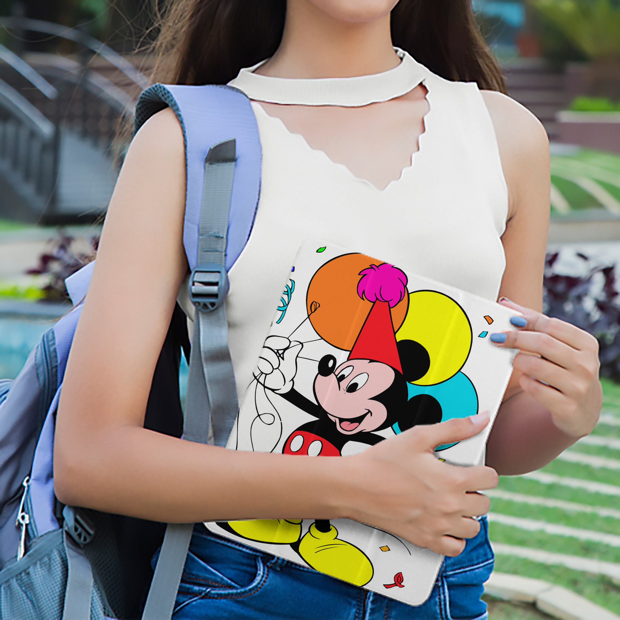 ミッキーマウス Mickey Mouse IPad ケース ペン収納付き 三つ折りスタンド PUレザー×シリコン 対応機種9.5/10.5/10.9インチ