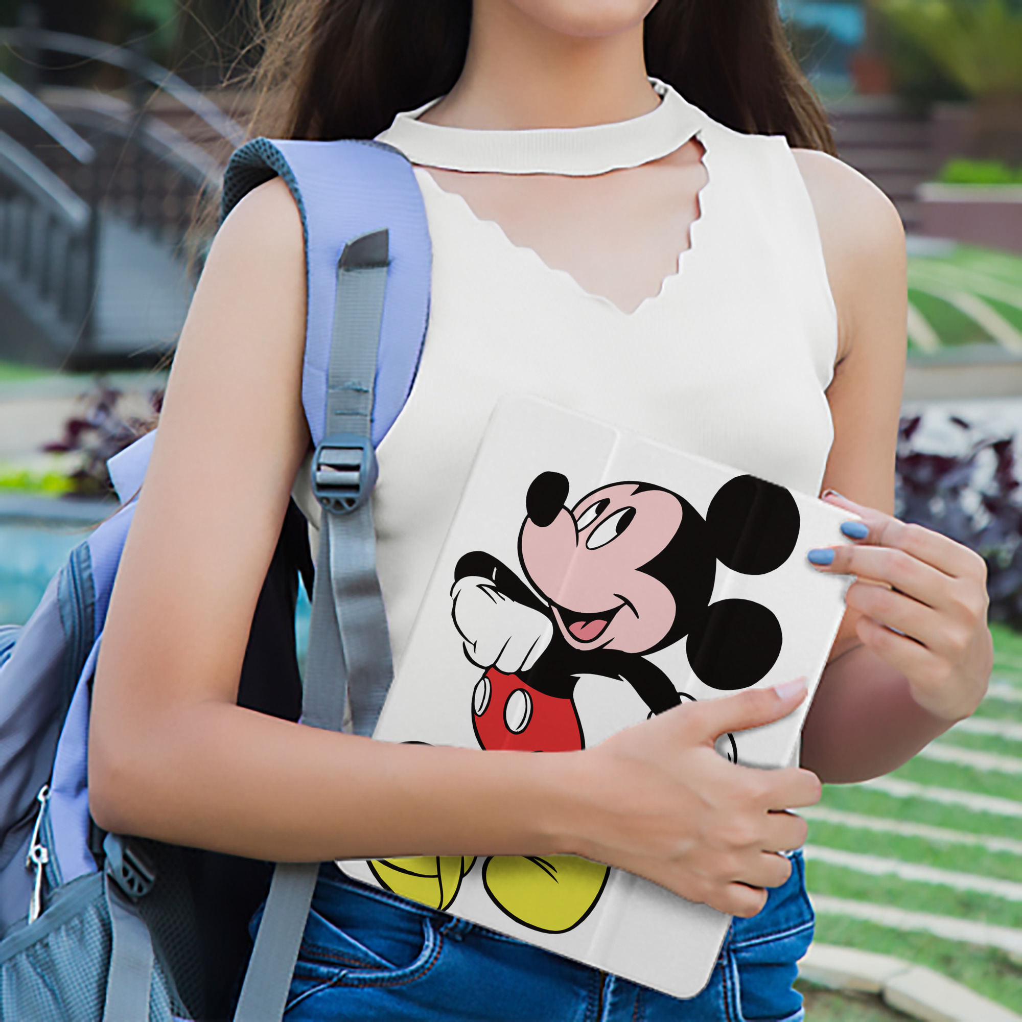 ミッキーマウス Mickey Mouse IPad ケース ペン収納付き 三つ折りスタンド PUレザー×シリコン 対応機種9.5/10.5/10.9インチ