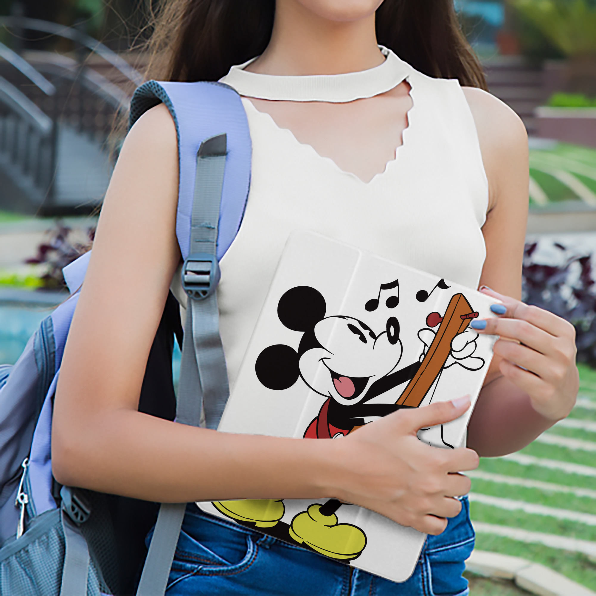 ミッキーマウス Mickey Mouse IPad ケース ペン収納付き 三つ折りスタンド PUレザー×シリコン 対応機種9.5/10.5/10.9インチ