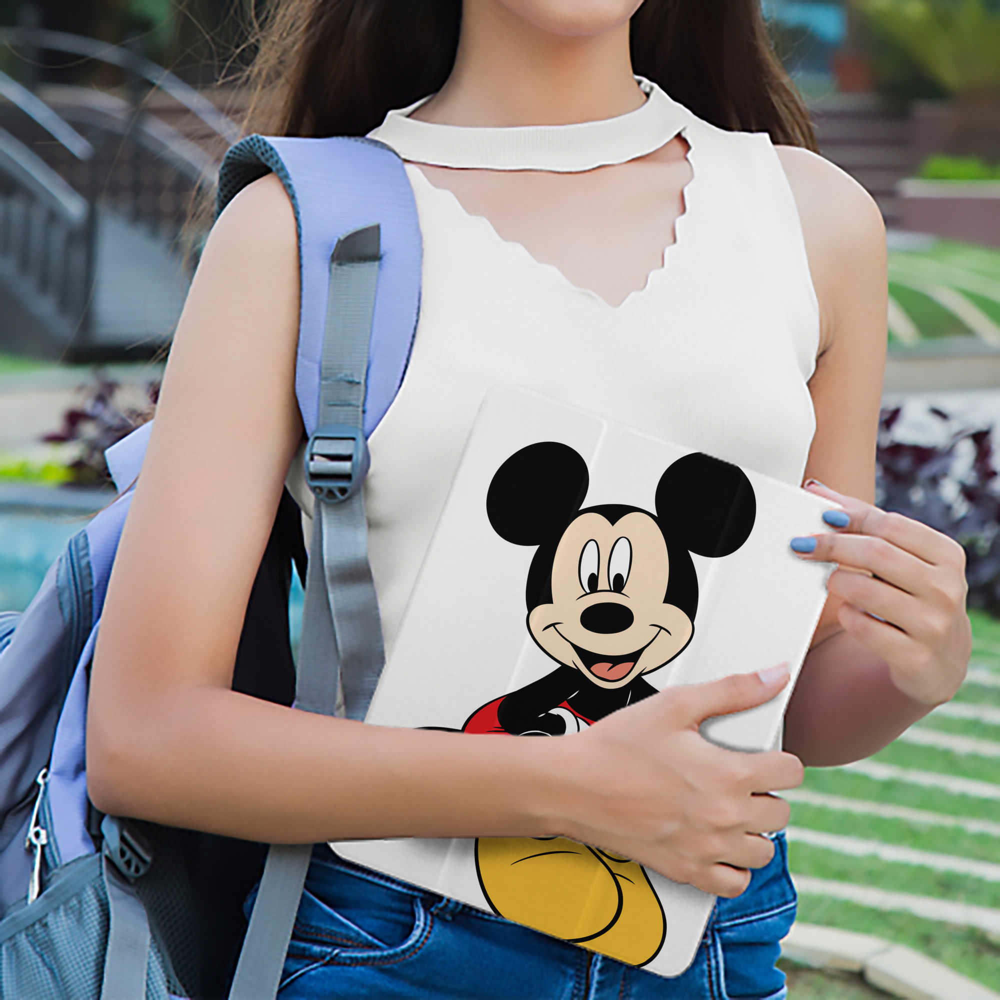 ミッキーマウス Mickey Mouse IPad ケース ペン収納付き 三つ折りスタンド PUレザー×シリコン 対応機種9.5/10.5/10.9インチ
