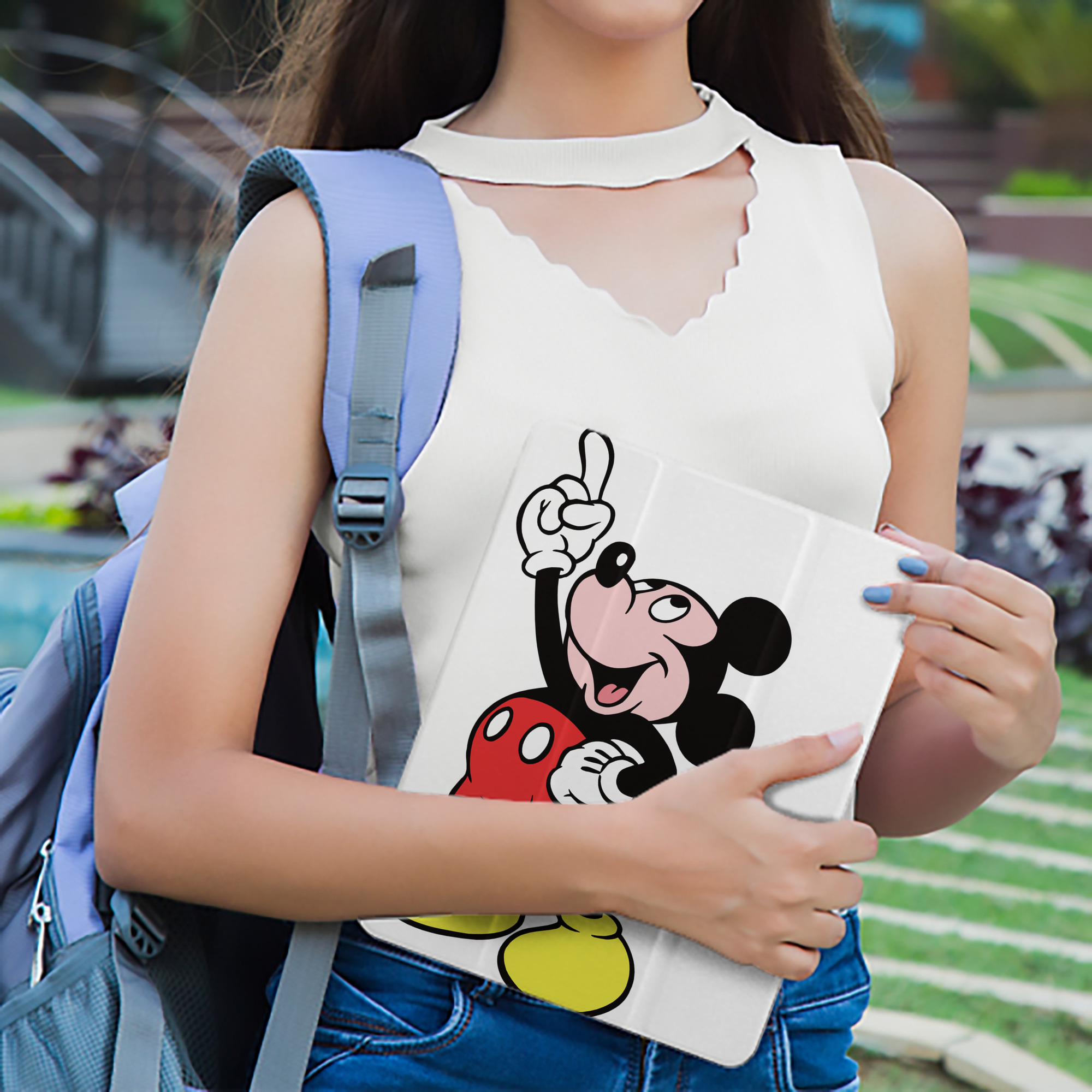 ミッキーマウス Mickey Mouse IPad ケース ペン収納付き 三つ折りスタンド PUレザー×シリコン 対応機種9.5/10.5/10.9インチ
