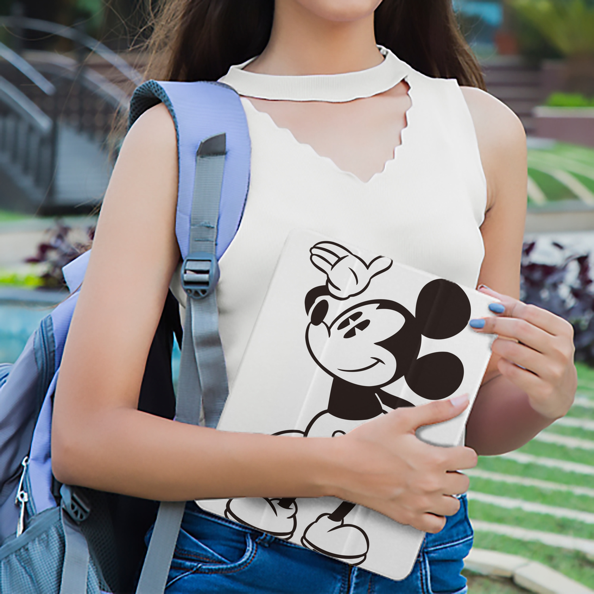ミッキーマウス Mickey Mouse IPad ケース ペン収納付き 三つ折りスタンド PUレザー×シリコン 対応機種9.5/10.5/10.9インチ