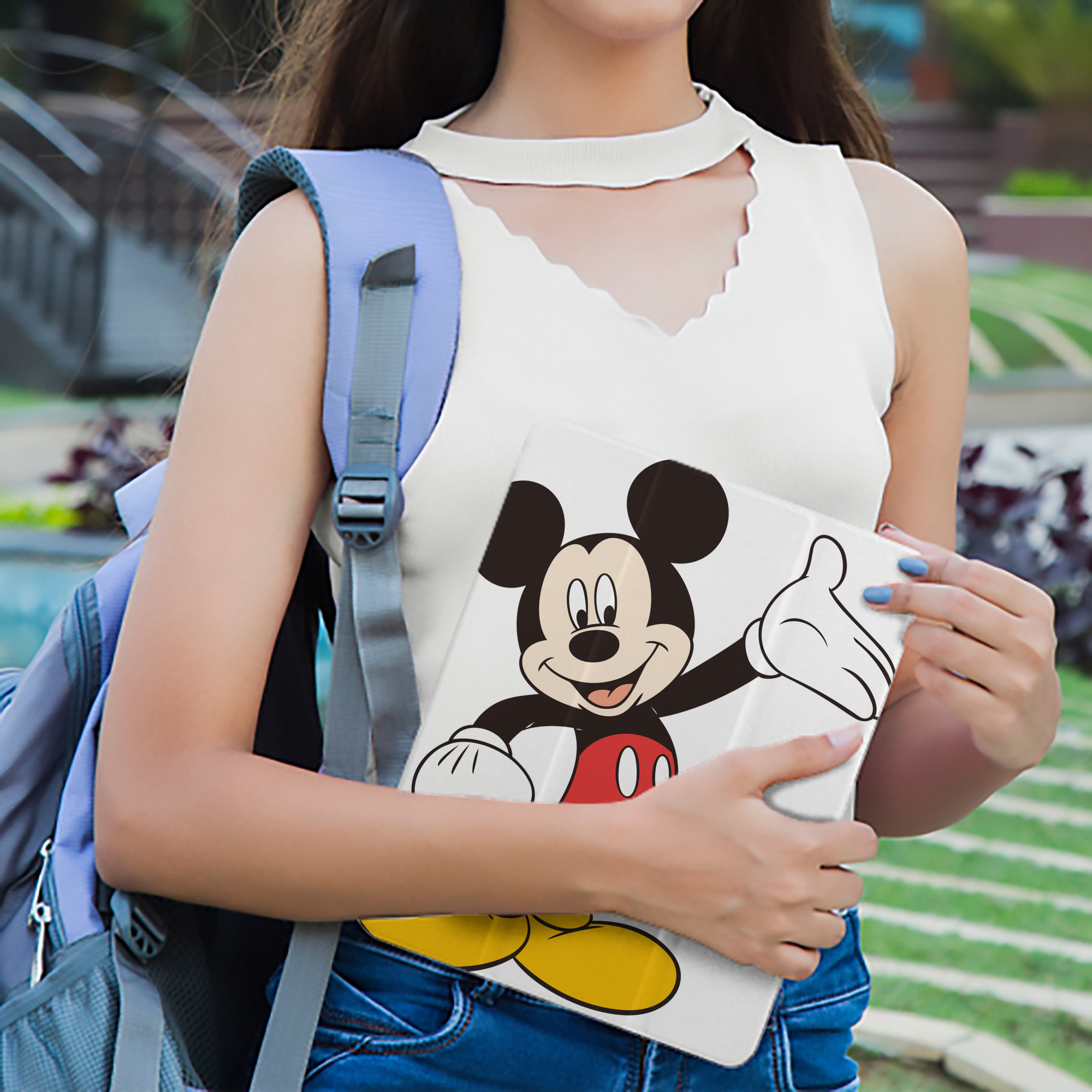 ミッキーマウス Mickey Mouse IPad ケース ペン収納付き 三つ折りスタンド PUレザー×シリコン 対応機種9.5/10.5/10.9インチ