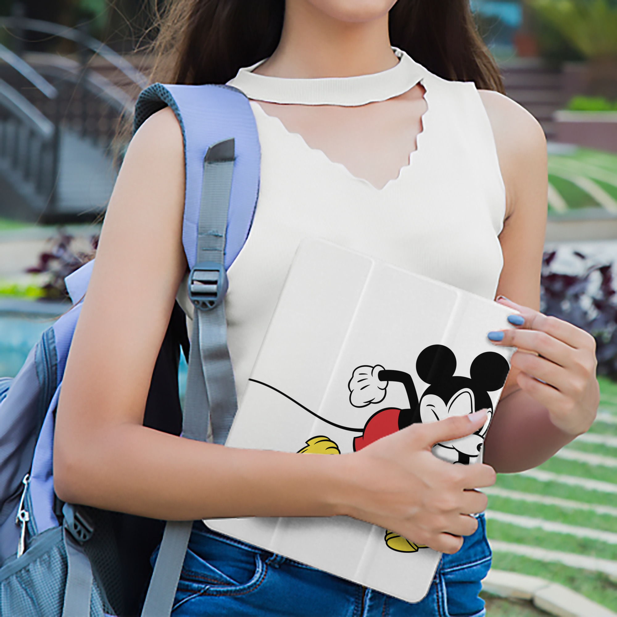 ミッキーマウス Mickey Mouse IPad ケース ペン収納付き 三つ折りスタンド PUレザー×シリコン 対応機種9.5/10.5/10.9インチ