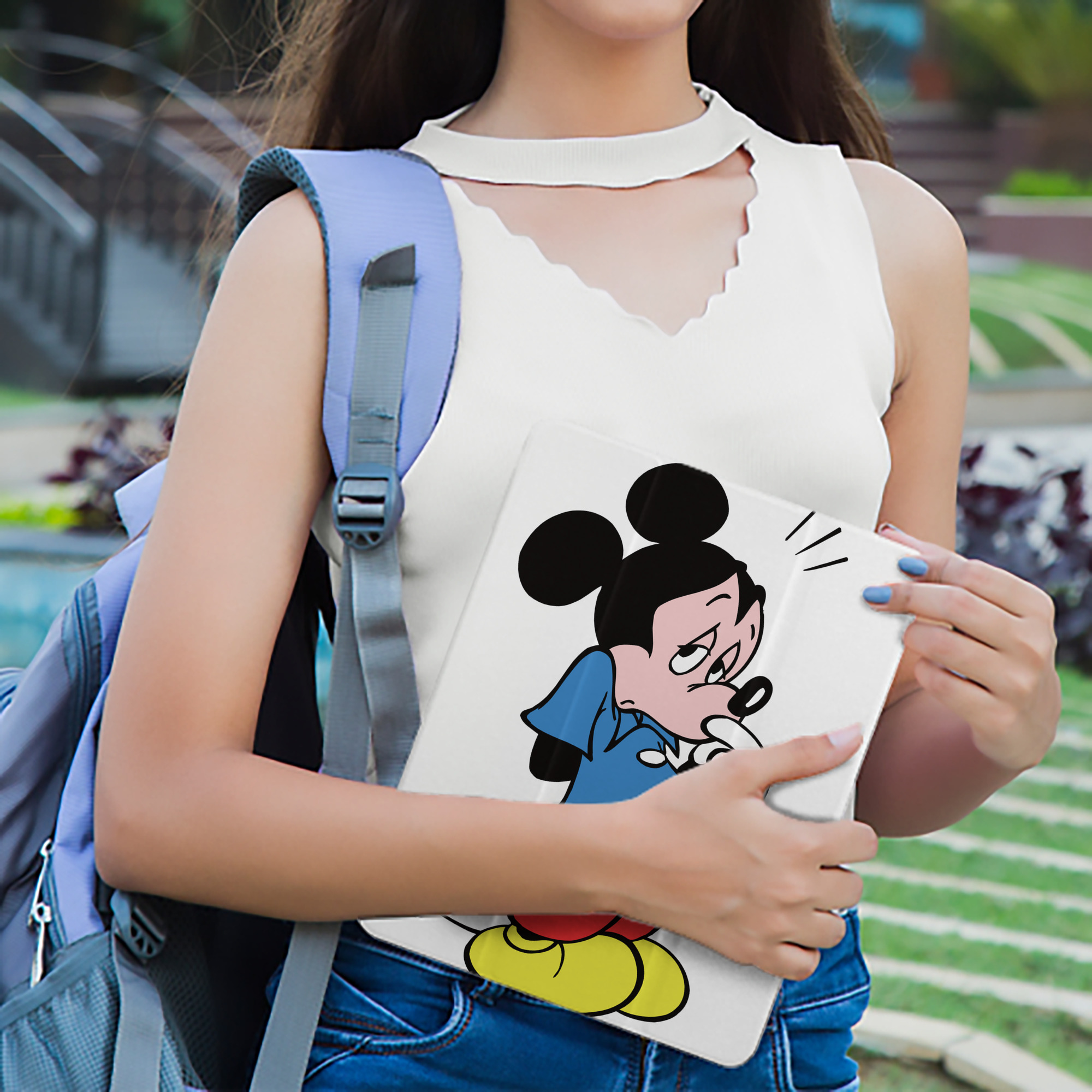 ミッキーマウス Mickey Mouse IPad ケース ペン収納付き 三つ折りスタンド PUレザー×シリコン 対応機種9.5/10.5/10.9インチ