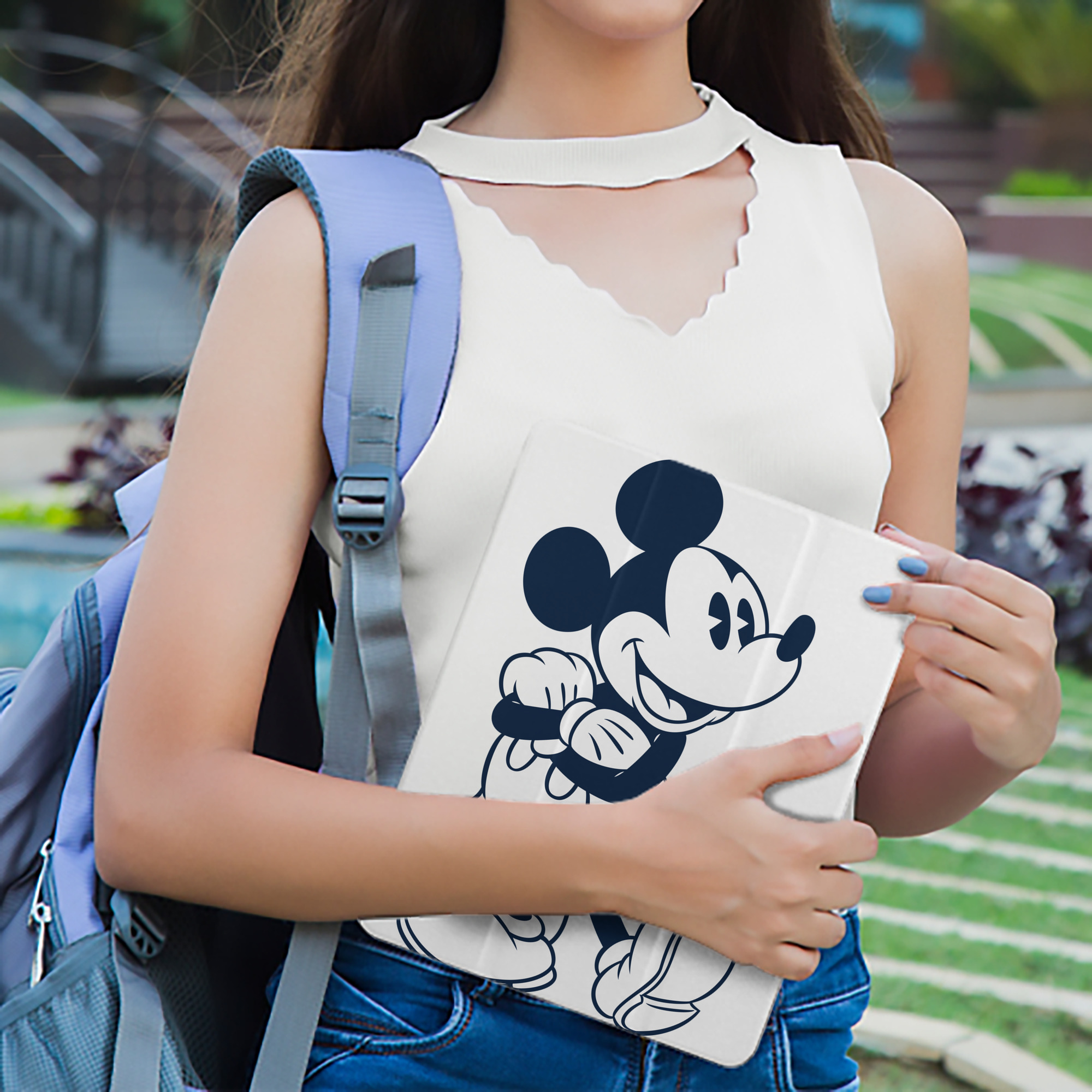 ミッキーマウス Mickey Mouse IPad ケース ペン収納付き 三つ折りスタンド PUレザー×シリコン 対応機種9.5/10.5/10.9インチ