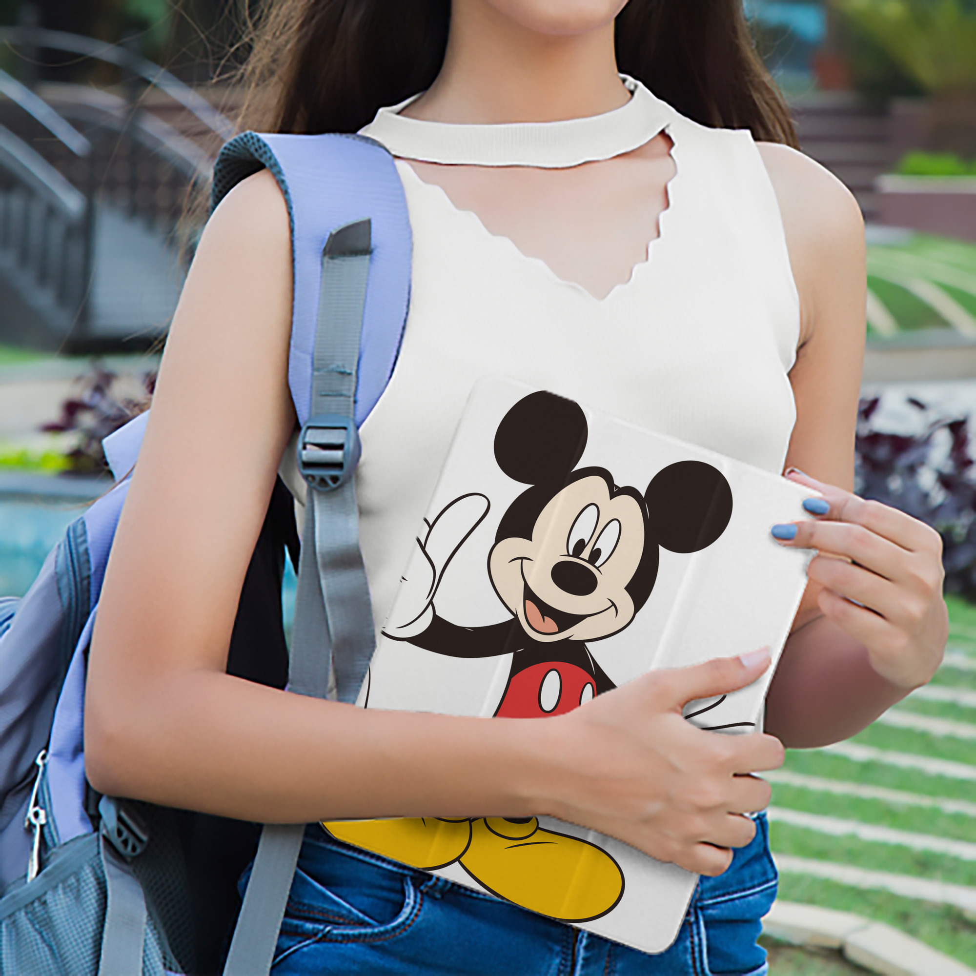 ミッキーマウス Mickey Mouse IPad ケース ペン収納付き 三つ折りスタンド PUレザー×シリコン 対応機種9.5/10.5/10.9インチ