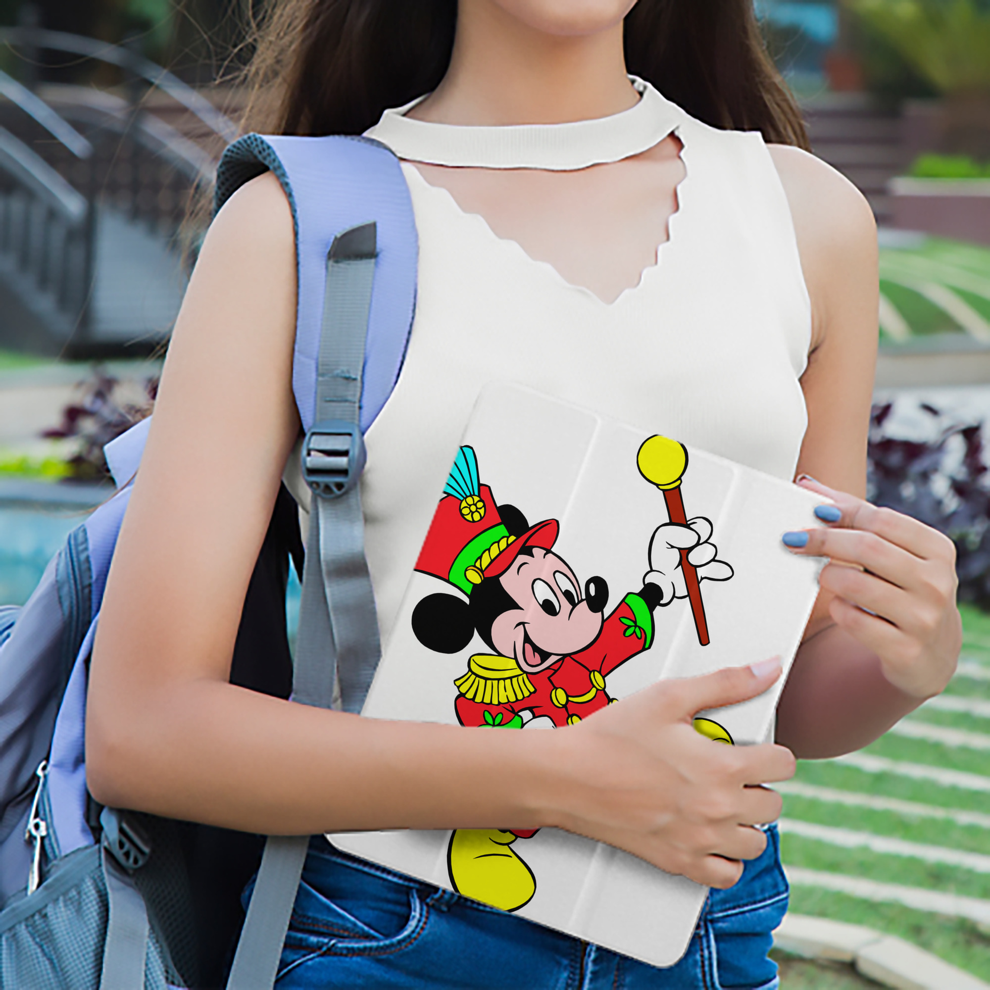 ミッキーマウス Mickey Mouse IPad ケース ペン収納付き 三つ折りスタンド PUレザー×シリコン 対応機種9.5/10.5/10.9インチ