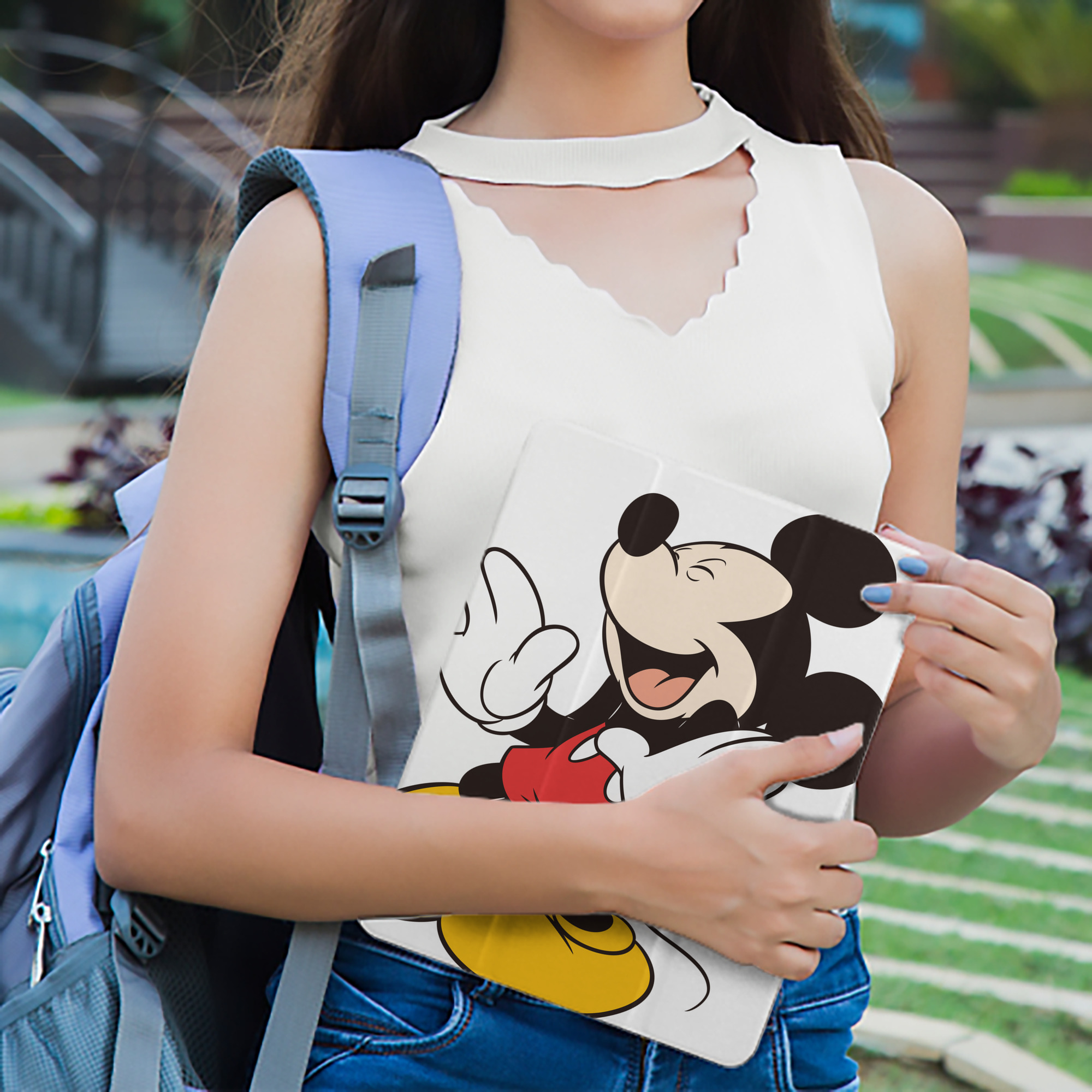ミッキーマウス Mickey Mouse IPad ケース ペン収納付き 三つ折りスタンド PUレザー×シリコン 対応機種9.5/10.5/10.9インチ