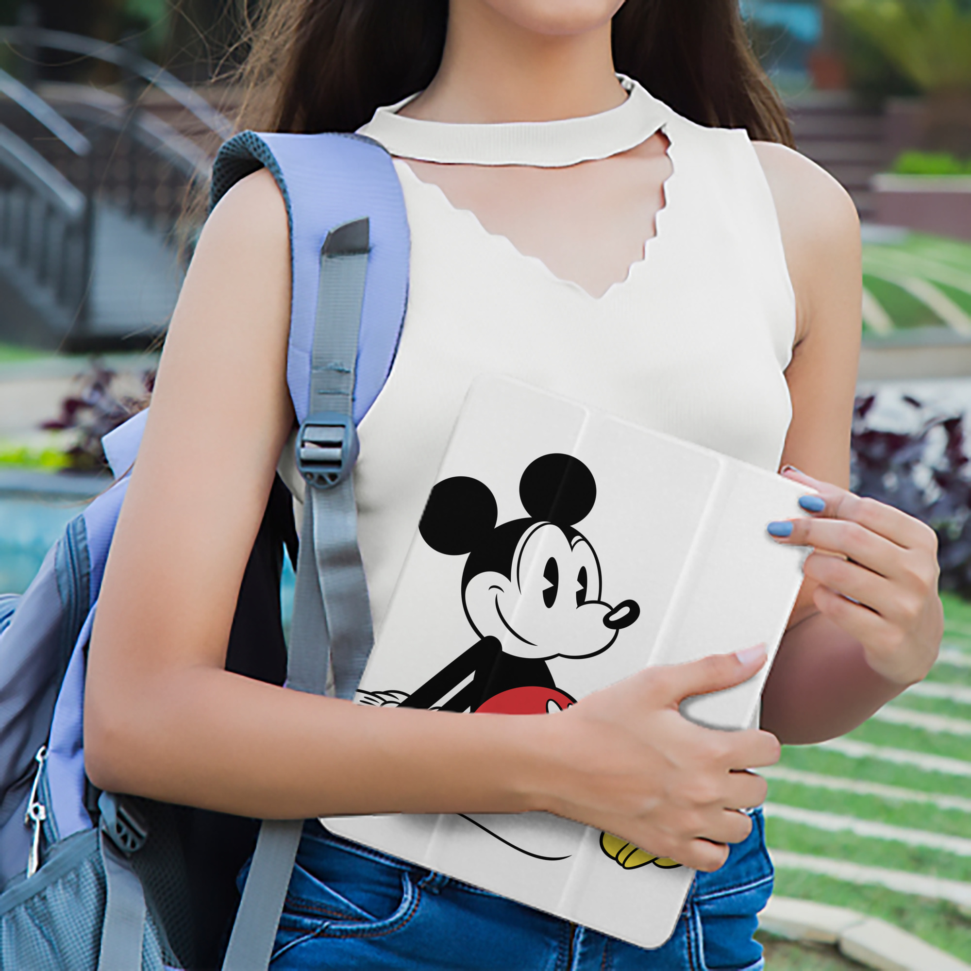 ミッキーマウス Mickey Mouse IPad ケース ペン収納付き 三つ折りスタンド PUレザー×シリコン 対応機種9.5/10.5/10.9インチ