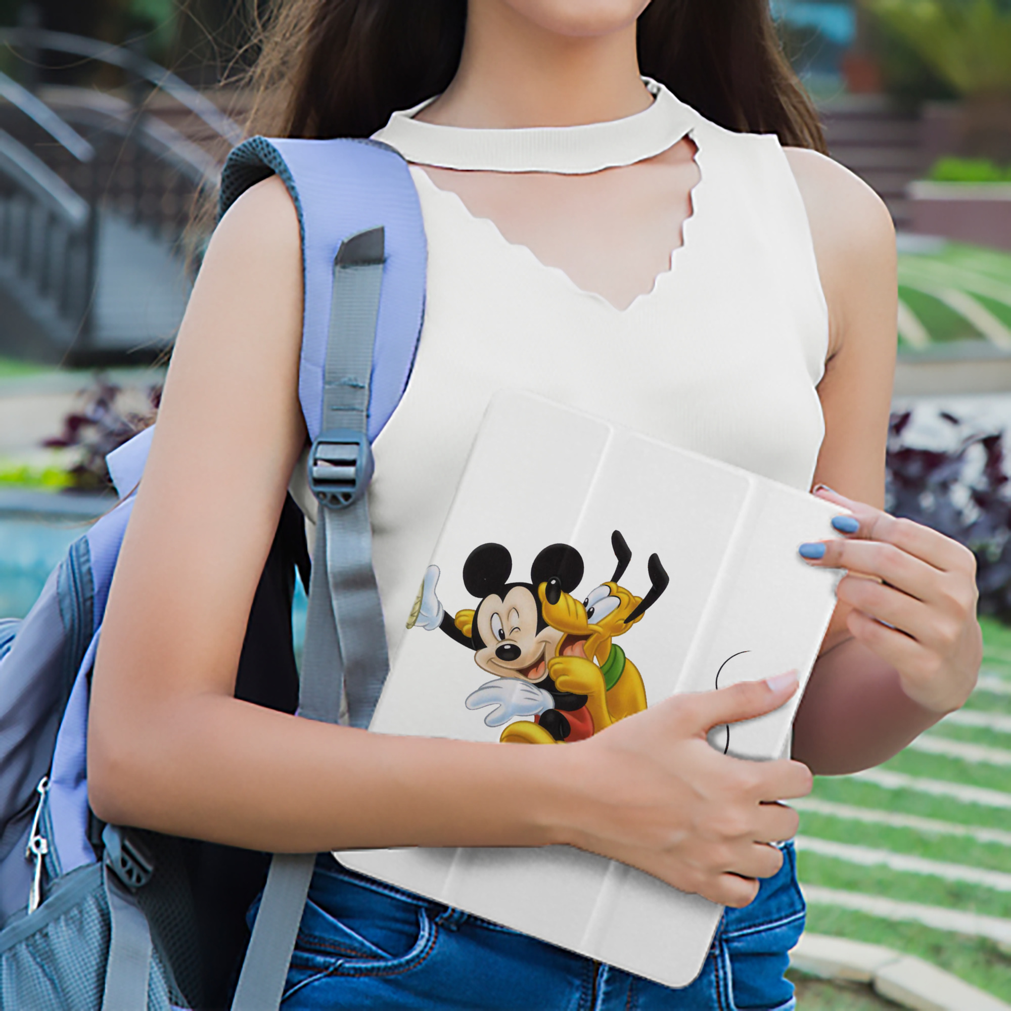 ミッキーマウス Mickey Mouse IPad ケース ペン収納付き 三つ折りスタンド PUレザー×シリコン 対応機種9.5/10.5/10.9インチ