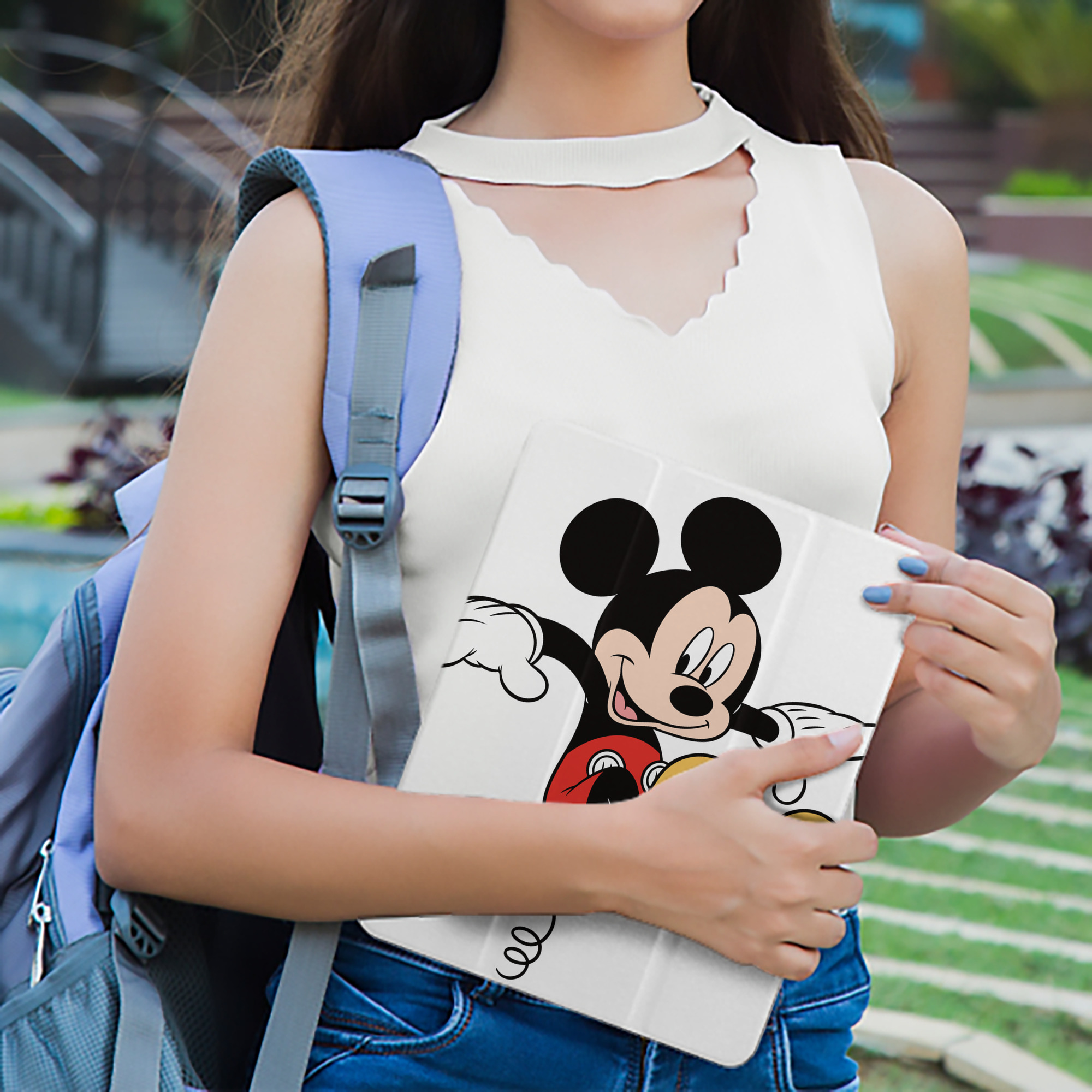 ミッキーマウス Mickey Mouse IPad ケース ペン収納付き 三つ折りスタンド PUレザー×シリコン 対応機種9.5/10.5/10.9インチ