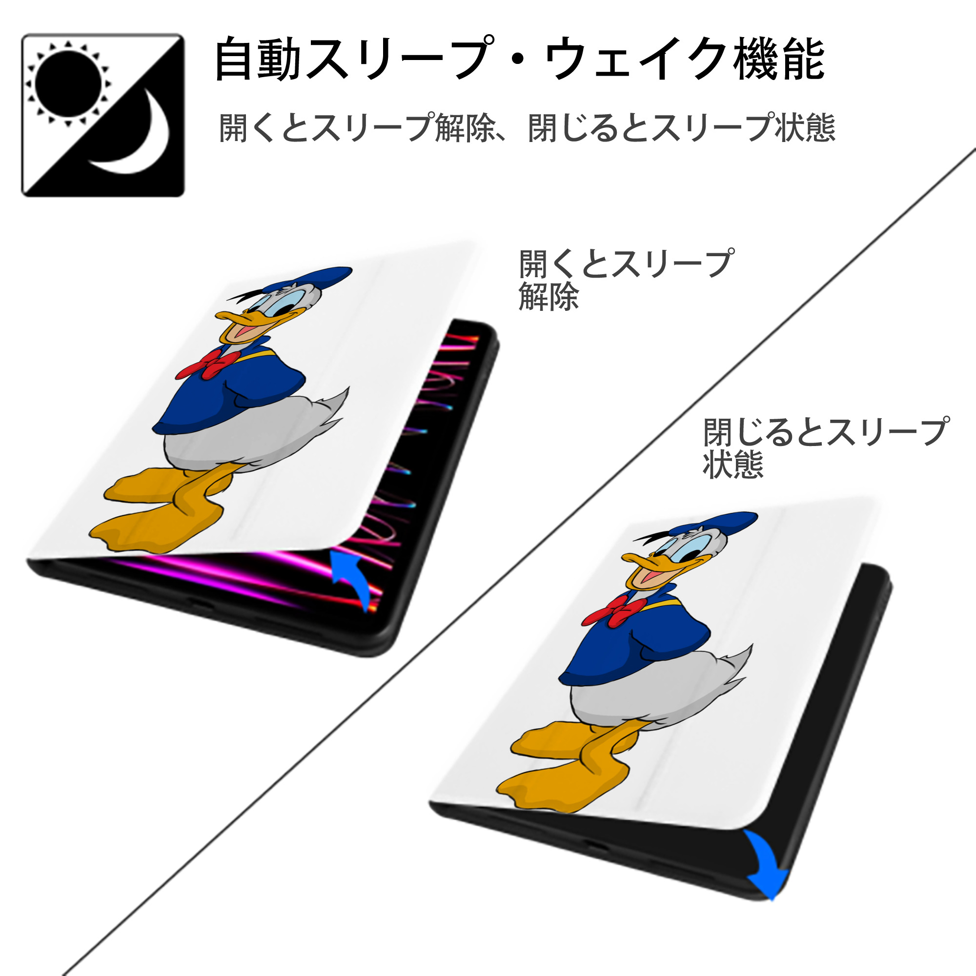 ミッキーマウス Mickey Mouse IPad ケース ペン収納付き 三つ折りスタンド PUレザー×シリコン 対応機種9.5/10.5/10.9インチ