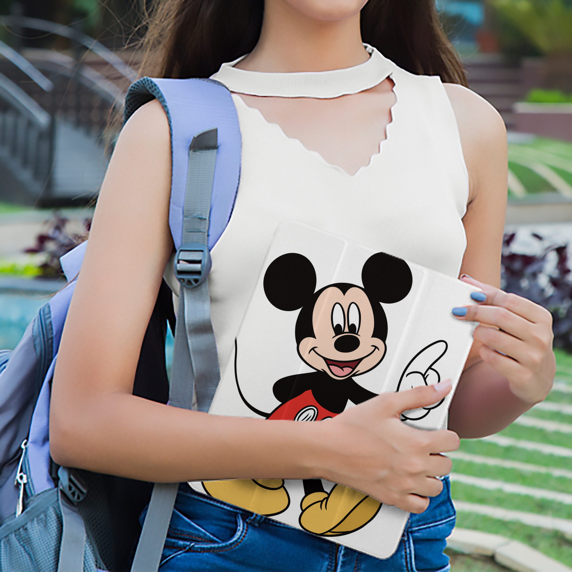 ミッキーマウス Mickey Mouse IPad ケース ペン収納付き 三つ折りスタンド PUレザー×シリコン 対応機種9.5/10.5/10.9インチ