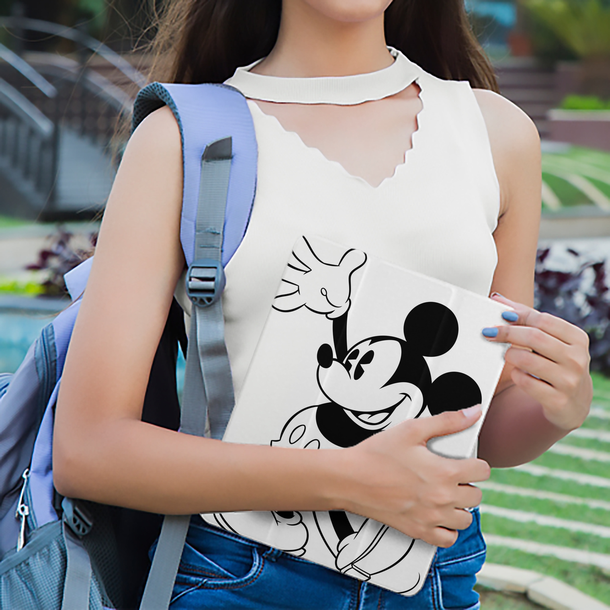 ミッキーマウス Mickey Mouse IPad ケース ペン収納付き 三つ折りスタンド PUレザー×シリコン 対応機種9.5/10.5/10.9インチ