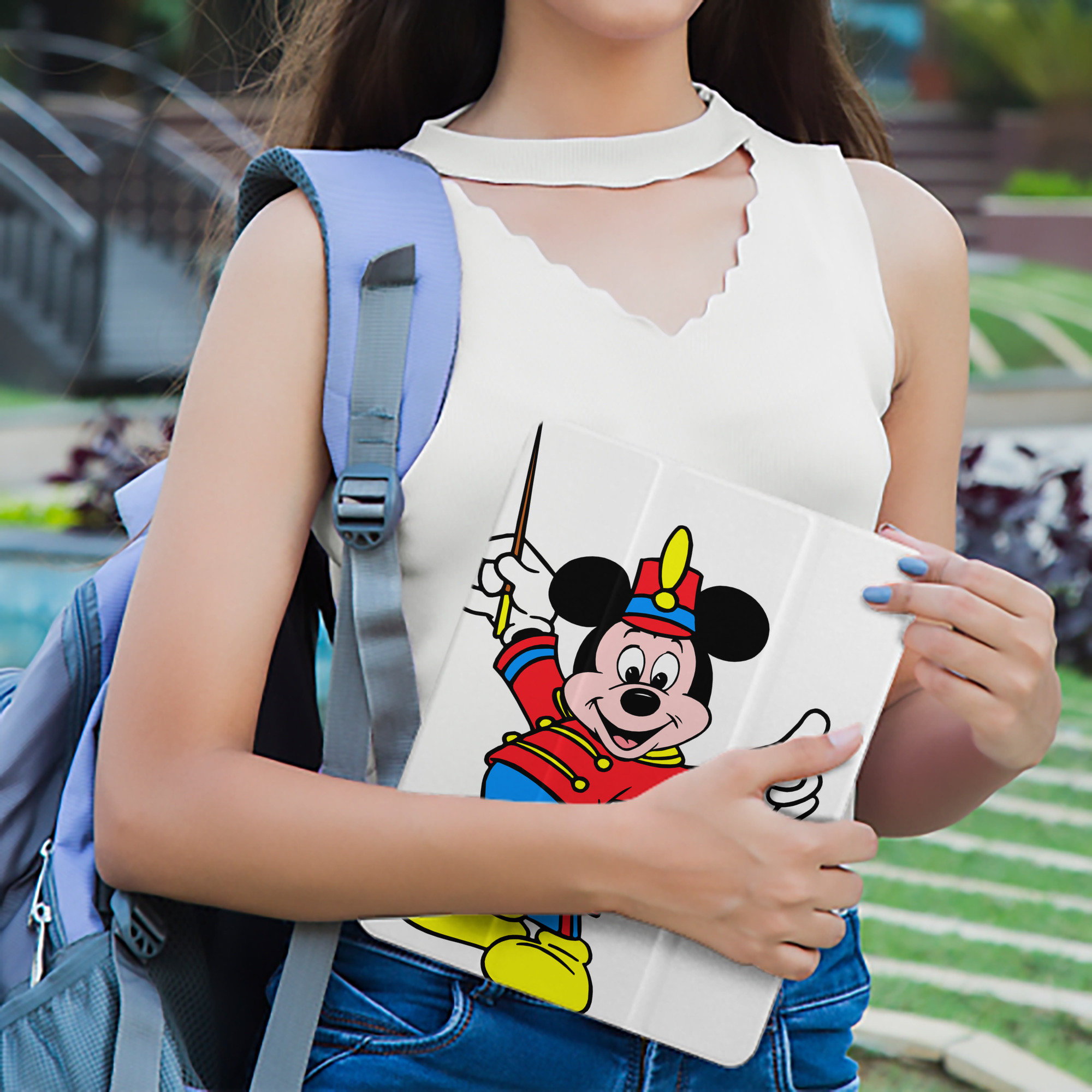 ミッキーマウス Mickey Mouse IPad ケース ペン収納付き 三つ折りスタンド PUレザー×シリコン 対応機種9.5/10.5/10.9インチ