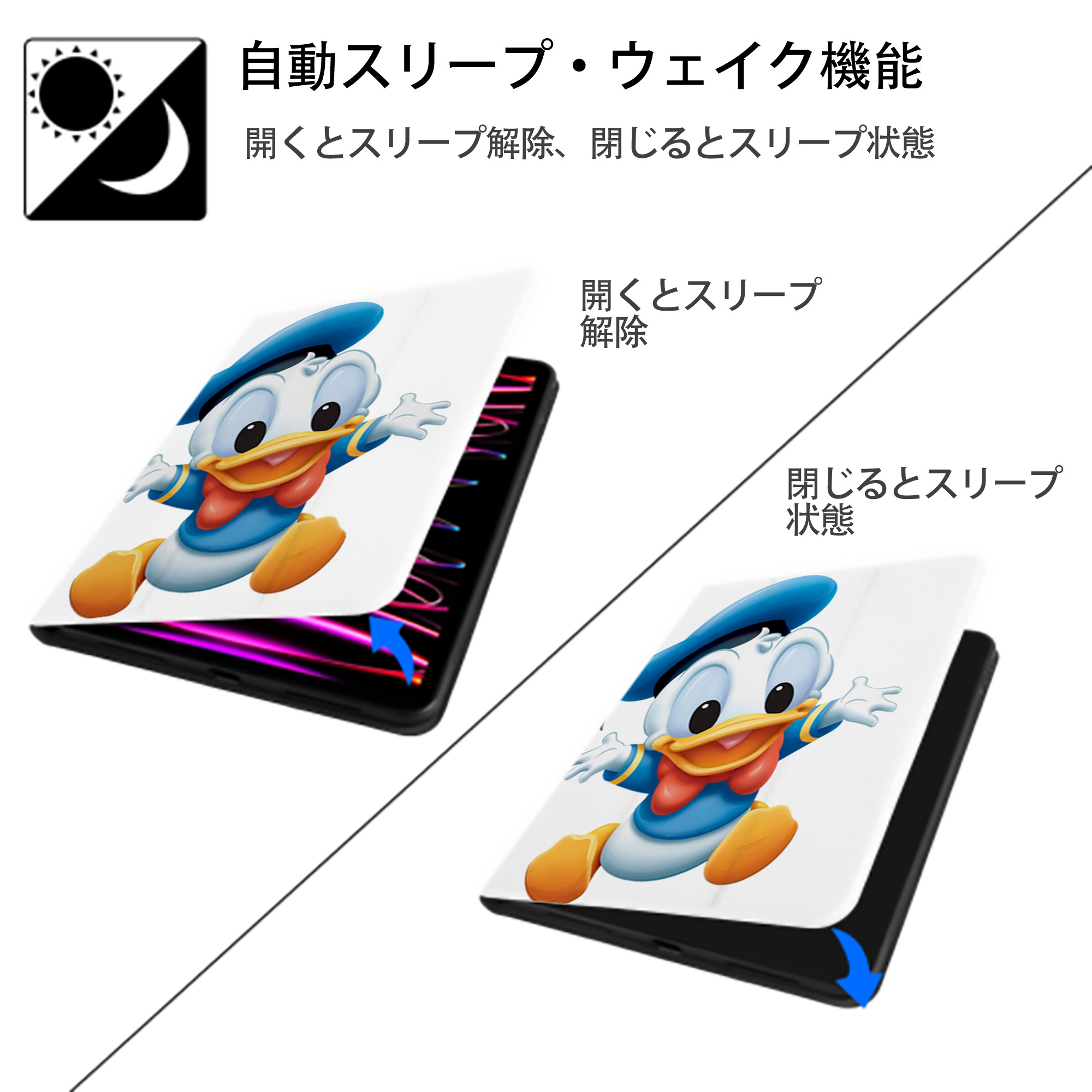 ミッキーマウス Mickey Mouse IPad ケース ペン収納付き 三つ折りスタンド PUレザー×シリコン 対応機種9.5/10.5/10.9インチ