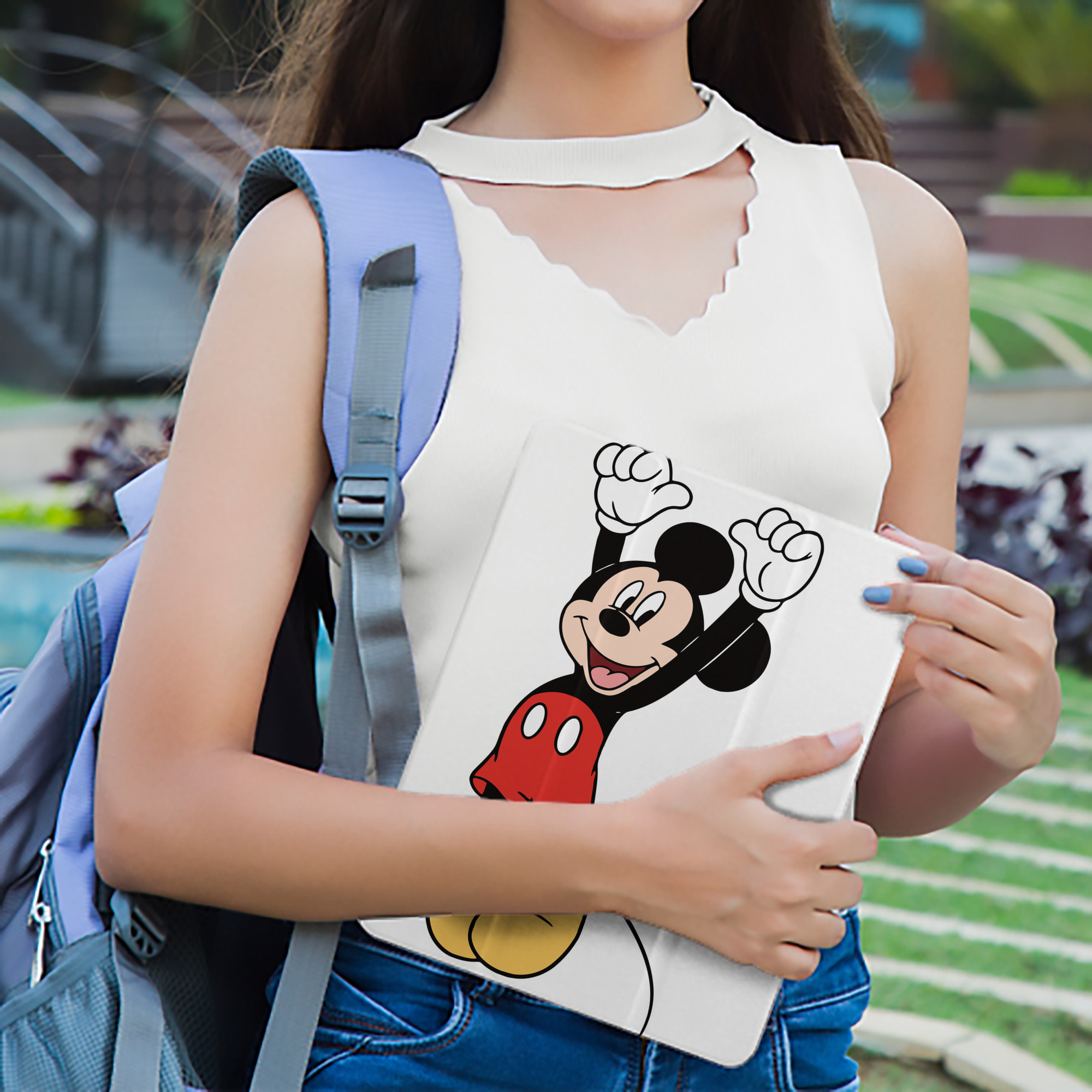 ミッキーマウス Mickey Mouse IPad ケース ペン収納付き 三つ折りスタンド PUレザー×シリコン 対応機種9.5/10.5/10.9インチ