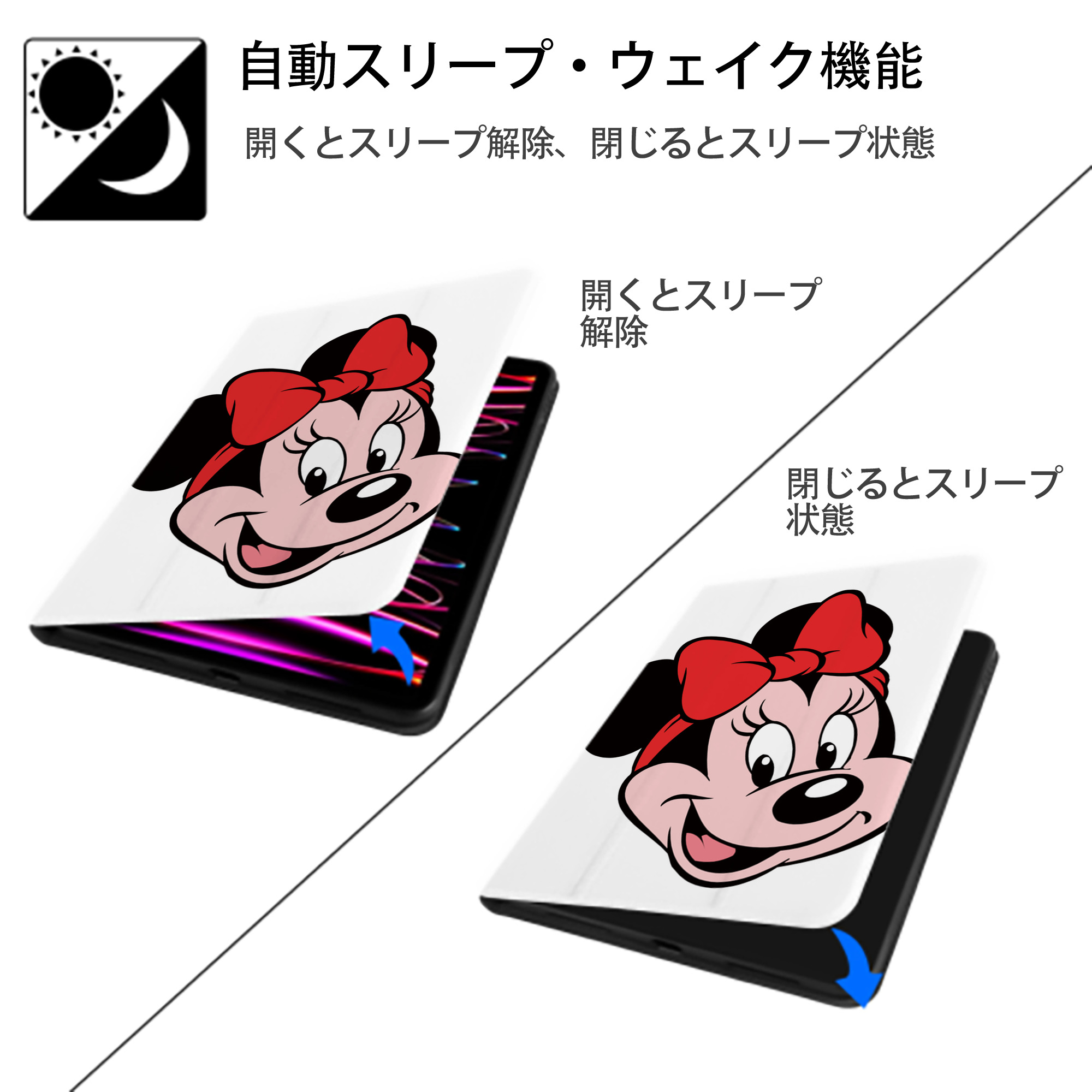 ミッキーマウス Mickey Mouse IPad ケース ペン収納付き 三つ折りスタンド PUレザー×シリコン 対応機種9.5/10.5/10.9インチ