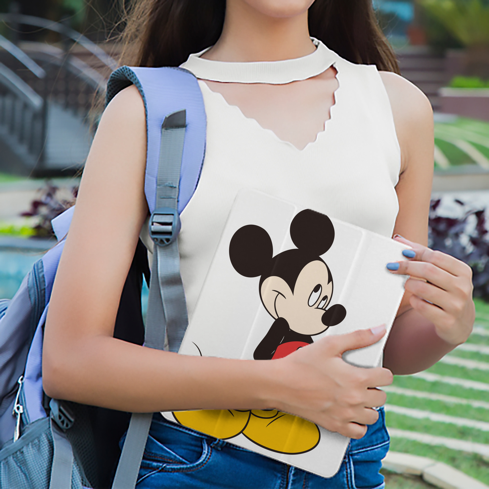 ミッキーマウス Mickey Mouse IPad ケース ペン収納付き 三つ折りスタンド PUレザー×シリコン 対応機種9.5/10.5/10.9インチ