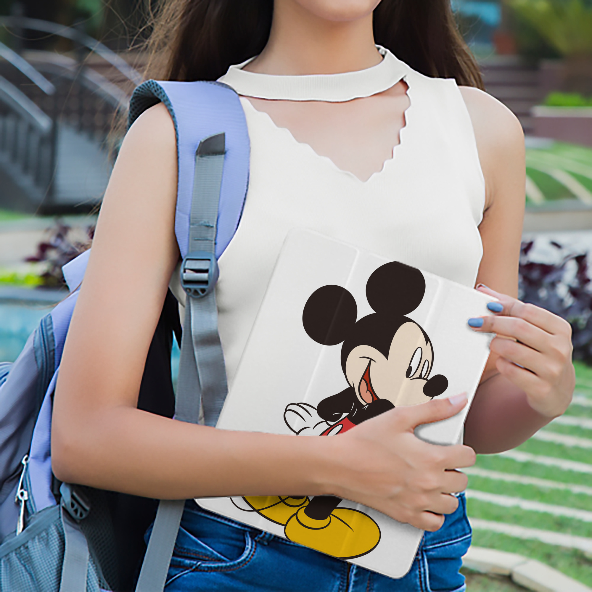 ミッキーマウス Mickey Mouse IPad ケース ペン収納付き 三つ折りスタンド PUレザー×シリコン 対応機種9.5/10.5/10.9インチ