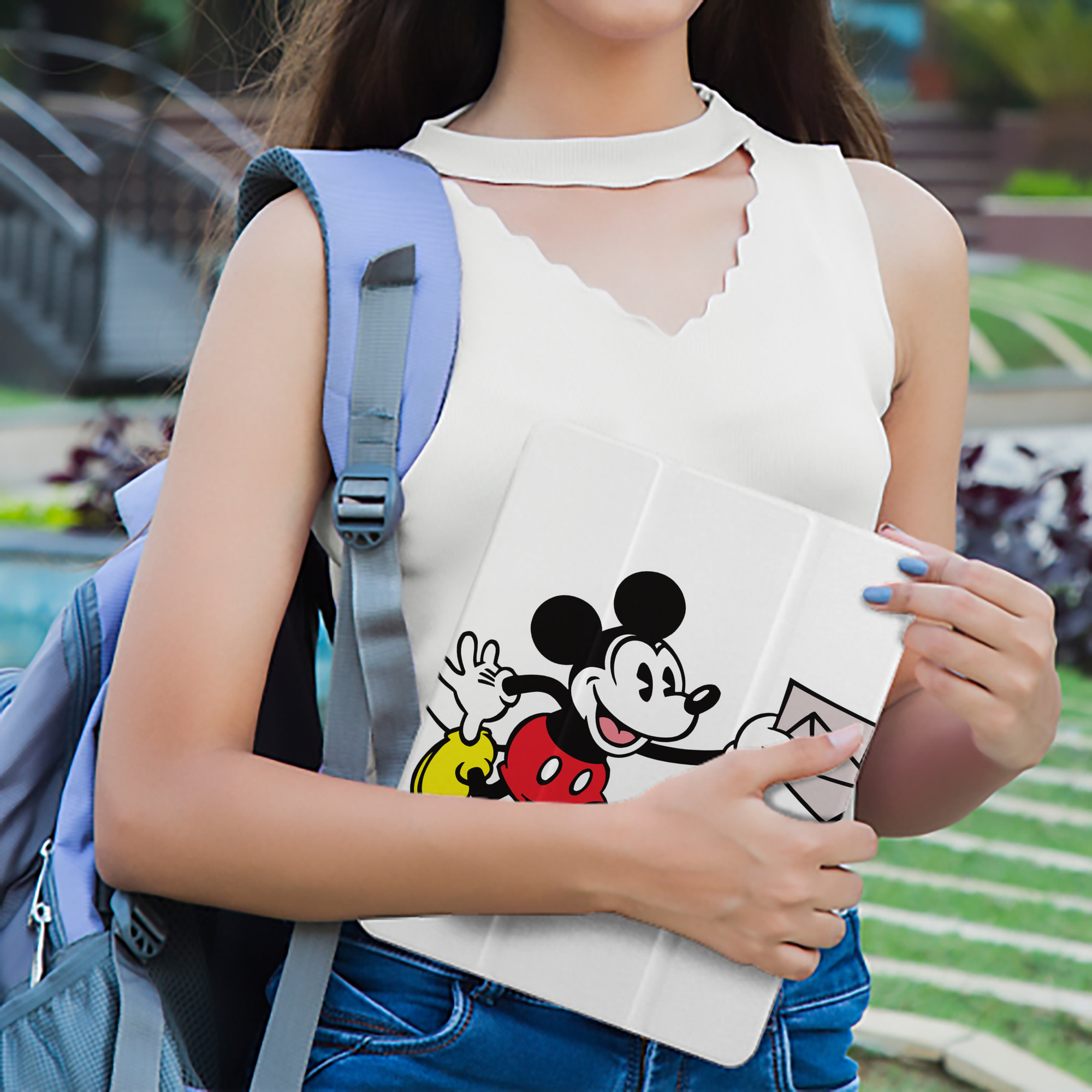 ミッキーマウス Mickey Mouse IPad ケース ペン収納付き 三つ折りスタンド PUレザー×シリコン 対応機種9.5/10.5/10.9インチ