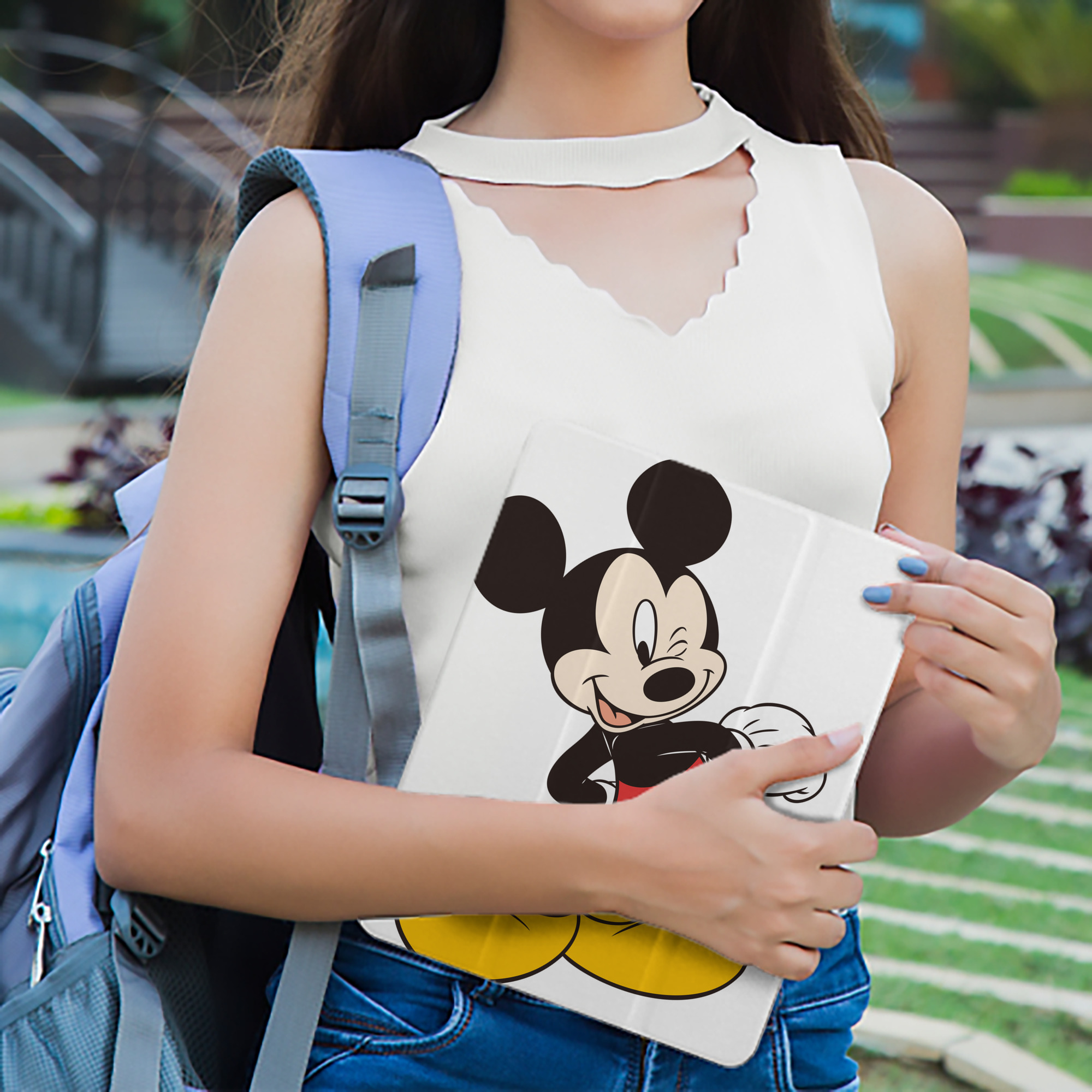 ミッキーマウス Mickey Mouse IPad ケース ペン収納付き 三つ折りスタンド PUレザー×シリコン 対応機種9.5/10.5/10.9インチ