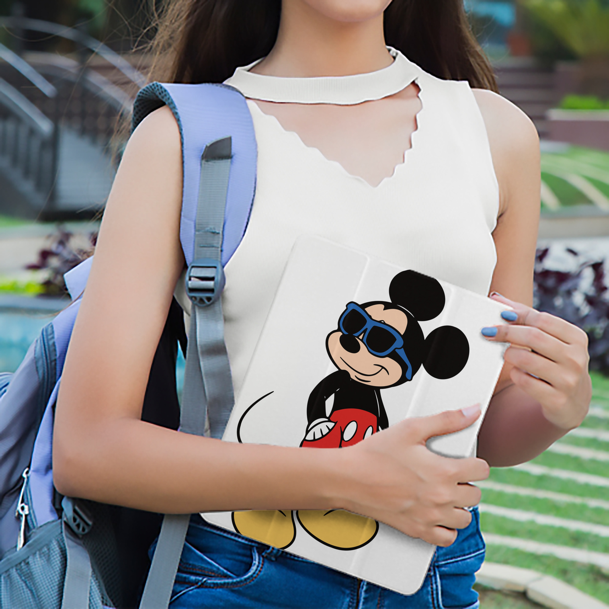 ミッキーマウス Mickey Mouse IPad ケース ペン収納付き 三つ折りスタンド PUレザー×シリコン 対応機種9.5/10.5/10.9インチ