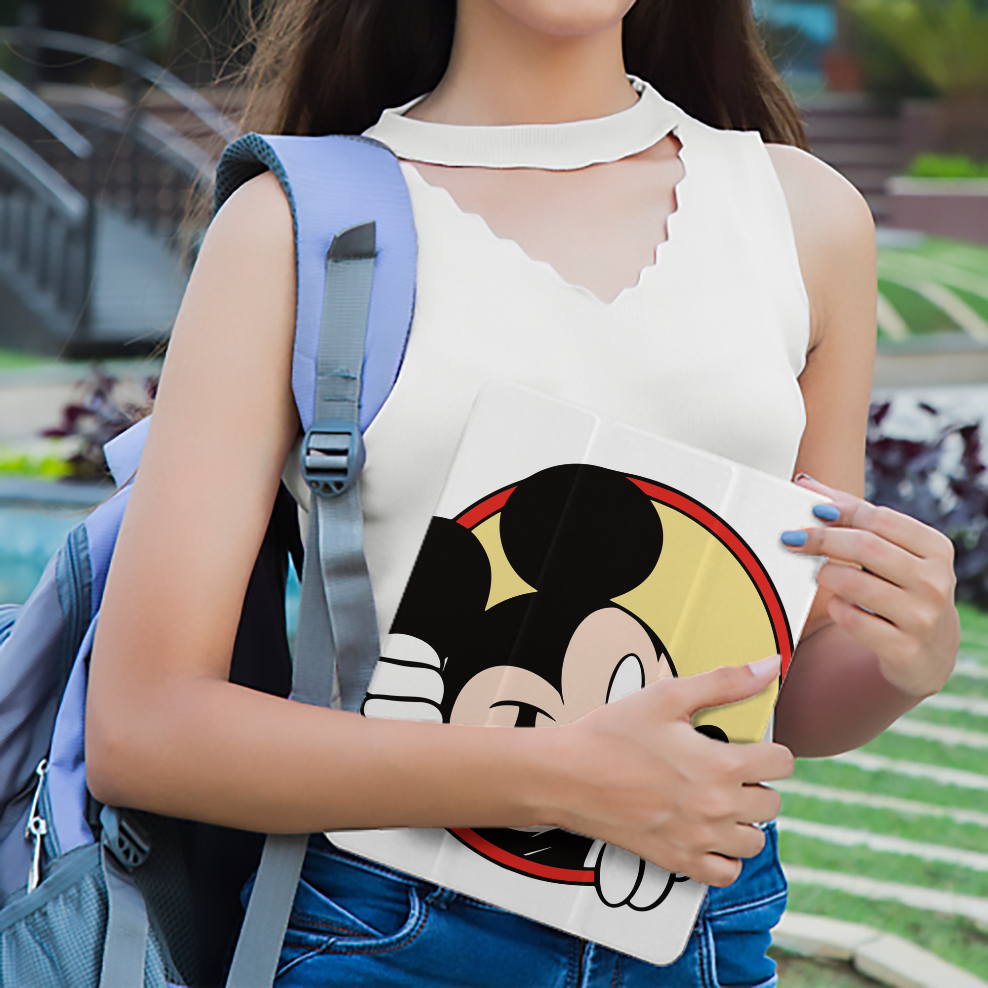 ミッキーマウス Mickey Mouse IPad ケース ペン収納付き 三つ折りスタンド PUレザー×シリコン 対応機種9.5/10.5/10.9インチ