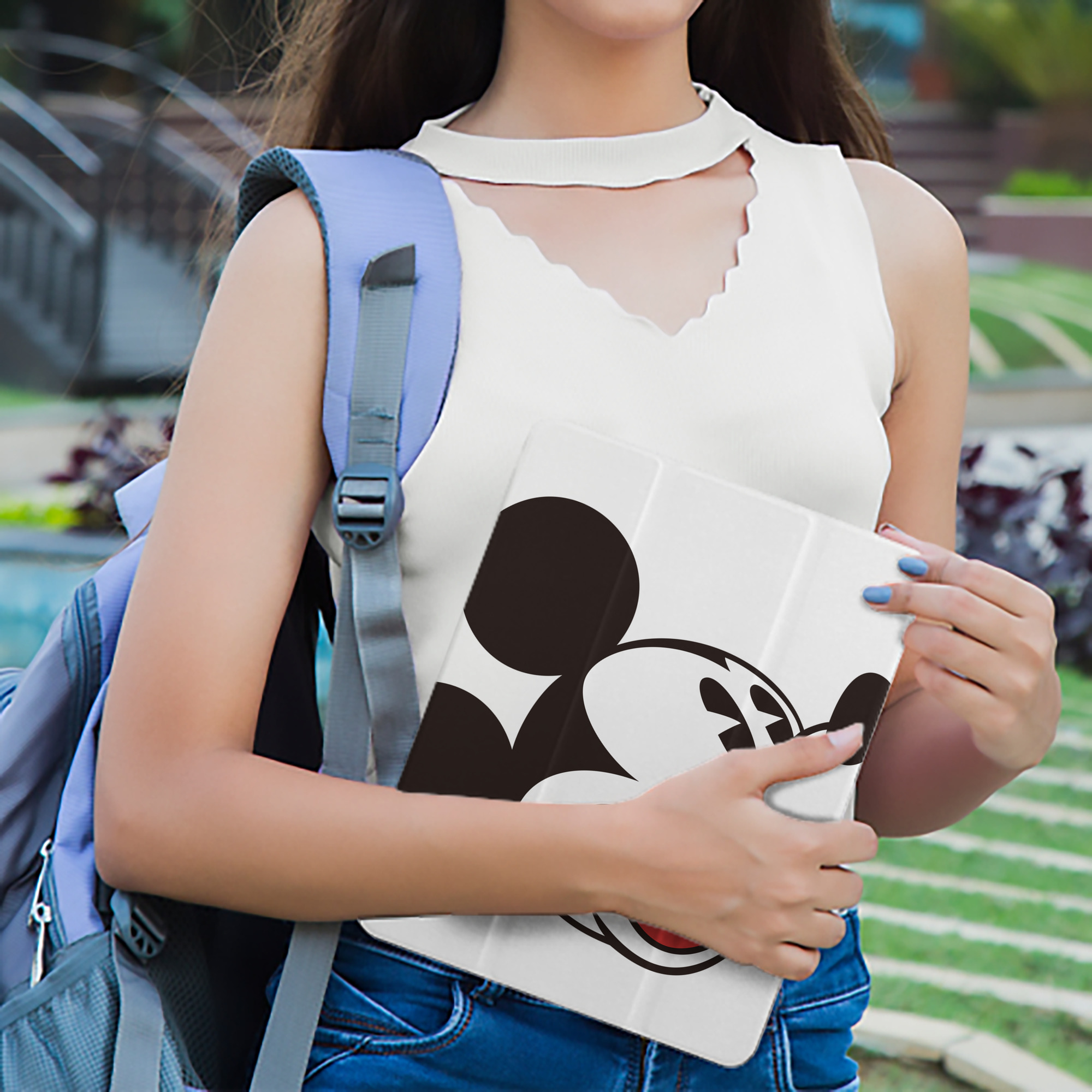 ミッキーマウス Mickey Mouse IPad ケース ペン収納付き 三つ折りスタンド PUレザー×シリコン 対応機種9.5/10.5/10.9インチ