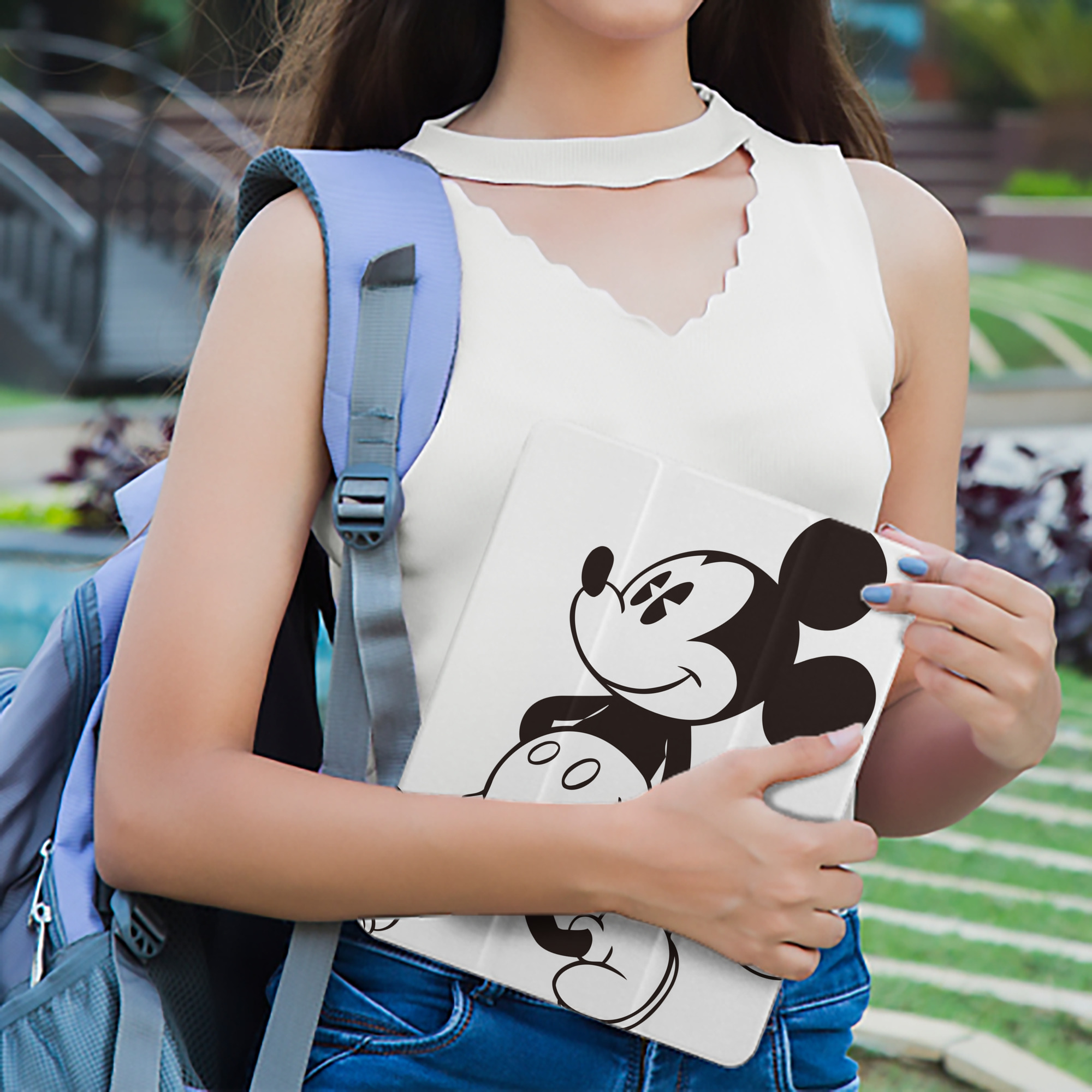 ミッキーマウス Mickey Mouse IPad ケース ペン収納付き 三つ折りスタンド PUレザー×シリコン 対応機種9.5/10.5/10.9インチ