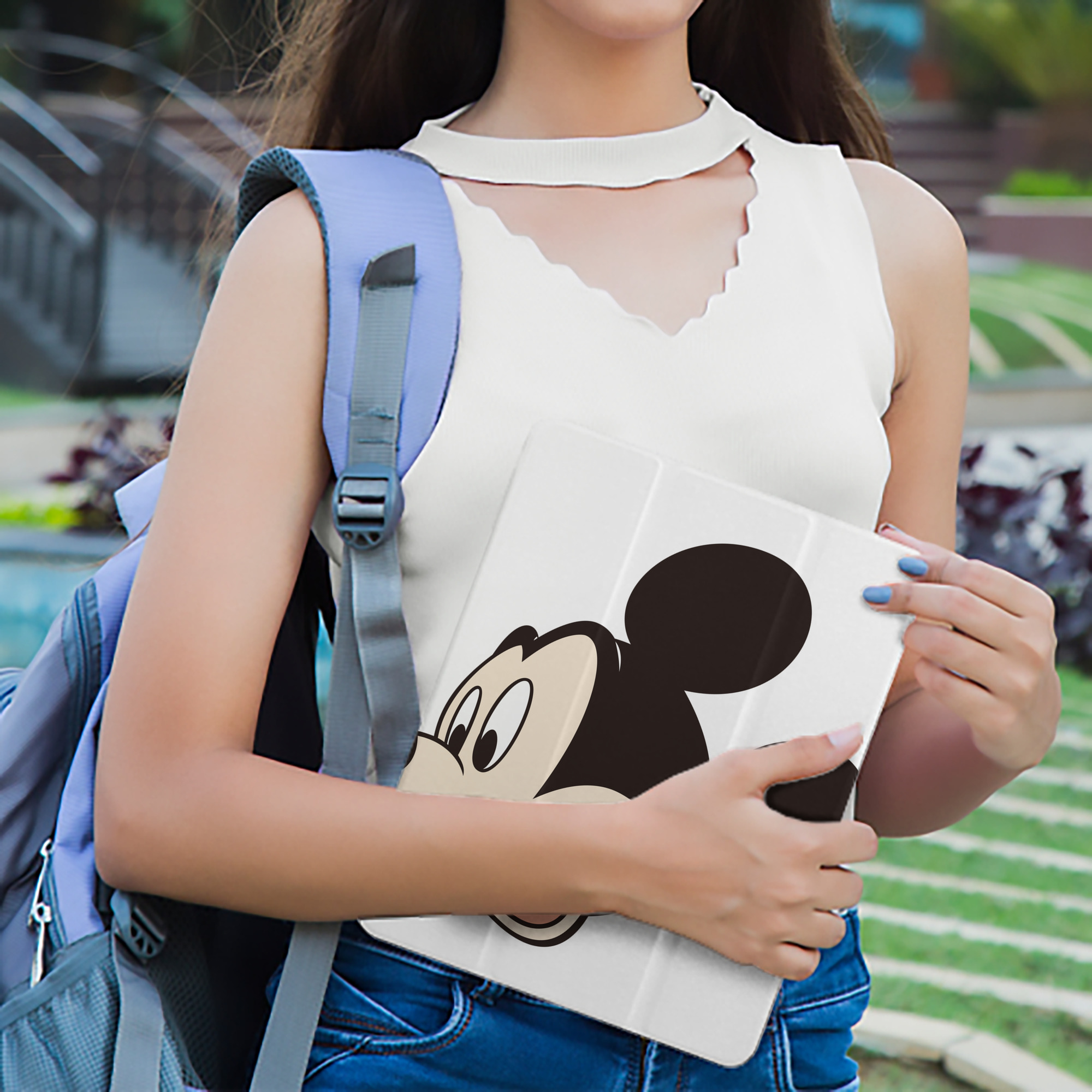 ミッキーマウス Mickey Mouse IPad ケース ペン収納付き 三つ折りスタンド PUレザー×シリコン 対応機種9.5/10.5/10.9インチ