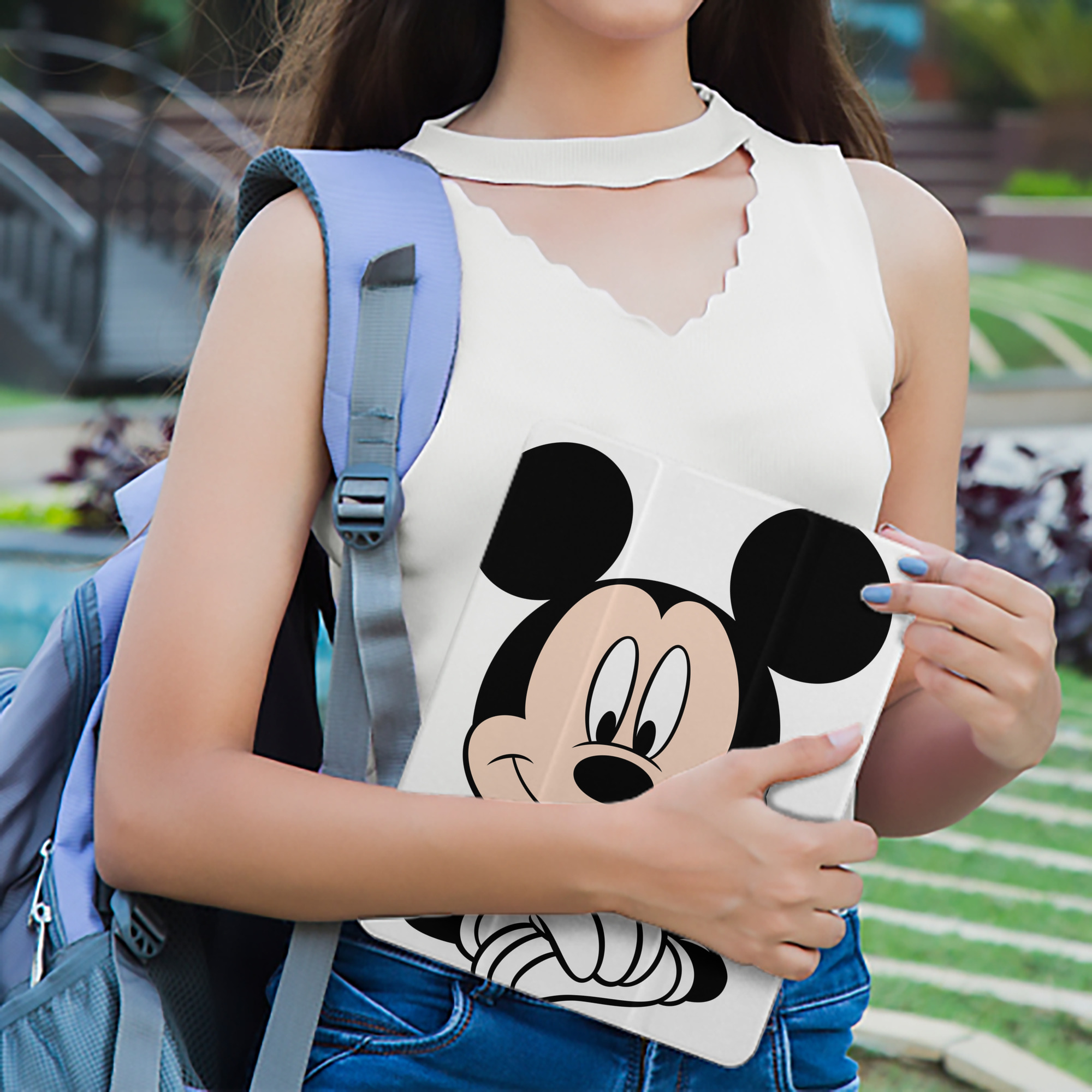 ミッキーマウス Mickey Mouse IPad ケース ペン収納付き 三つ折りスタンド PUレザー×シリコン 対応機種9.5/10.5/10.9インチ