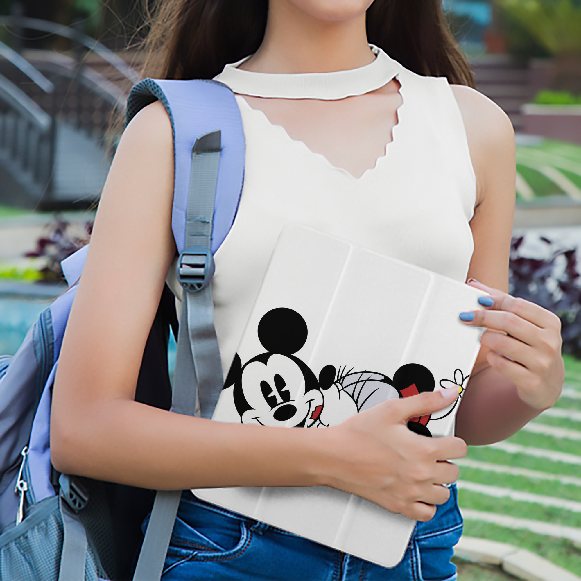 ミッキーマウス Mickey Mouse IPad ケース ペン収納付き 三つ折りスタンド PUレザー×シリコン 対応機種9.5/10.5/10.9インチ