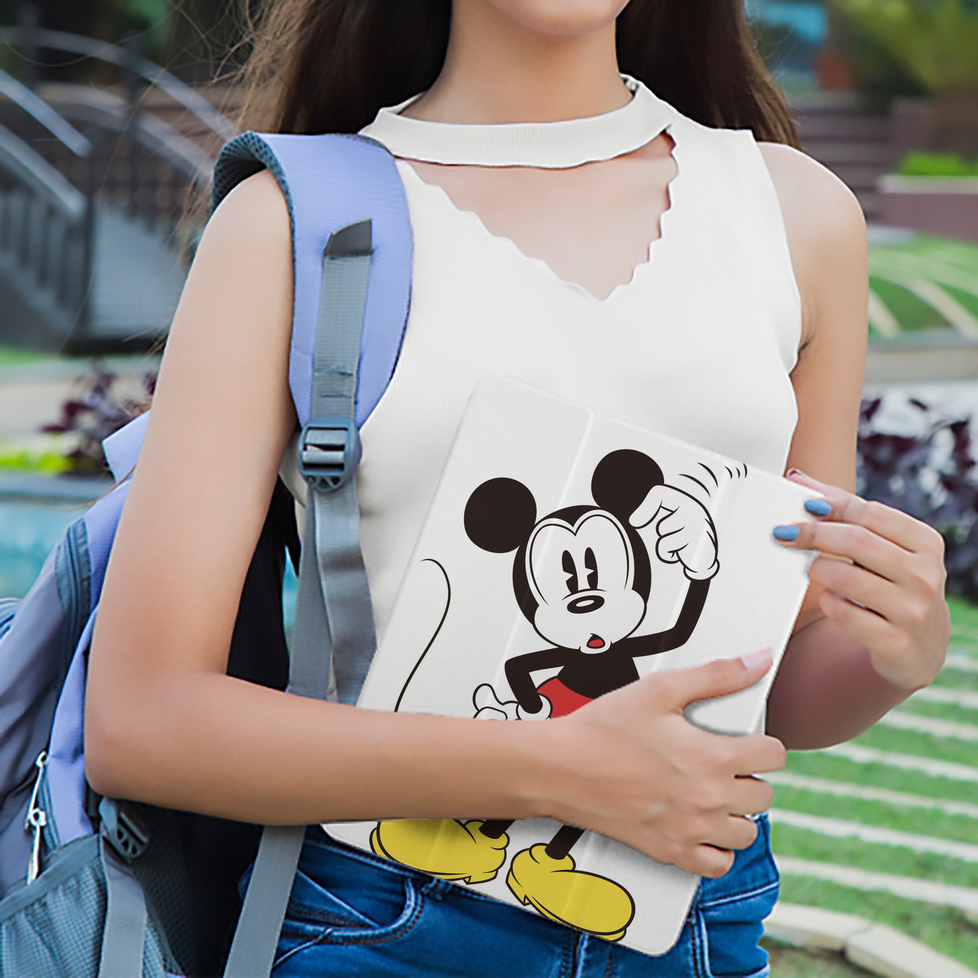 ミッキーマウス Mickey Mouse IPad ケース ペン収納付き 三つ折りスタンド PUレザー×シリコン 対応機種9.5/10.5/10.9インチ