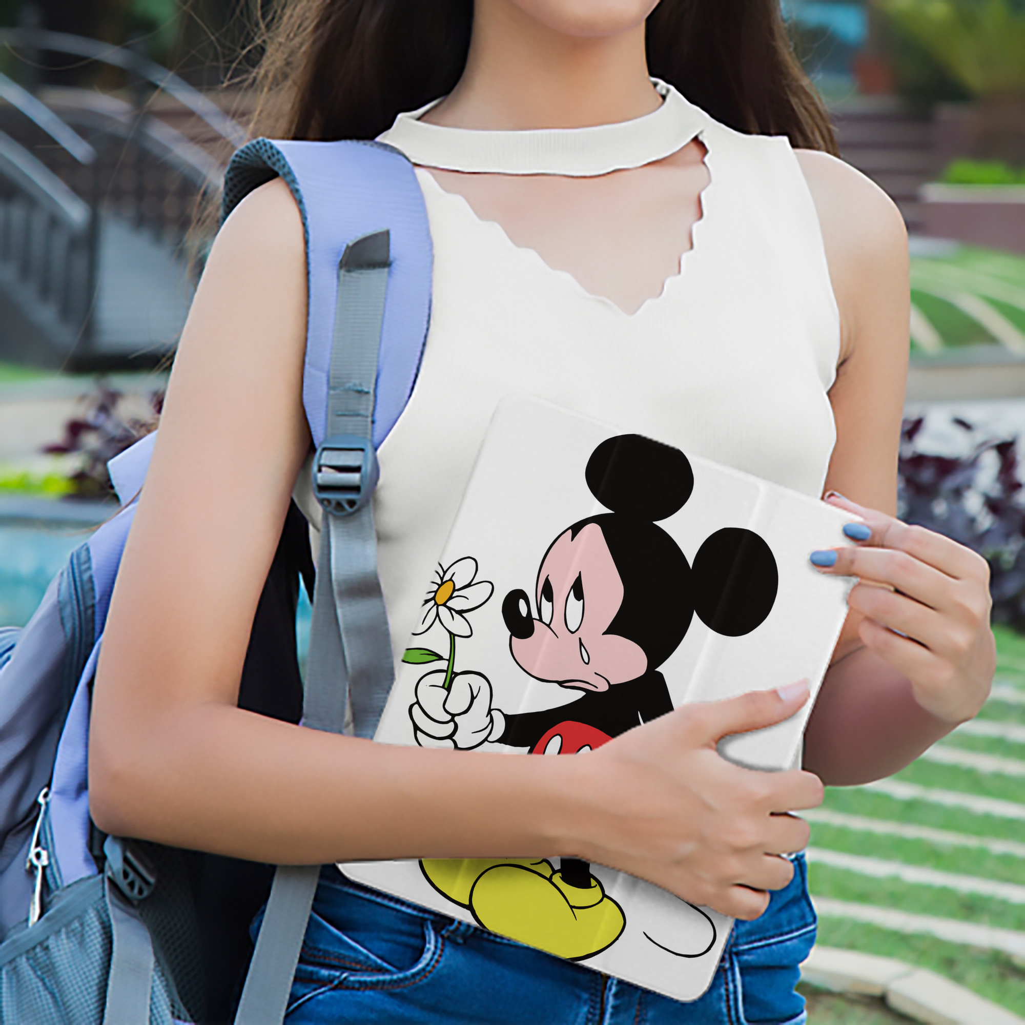 ミッキーマウス Mickey Mouse IPad ケース ペン収納付き 三つ折りスタンド PUレザー×シリコン 対応機種9.5/10.5/10.9インチ