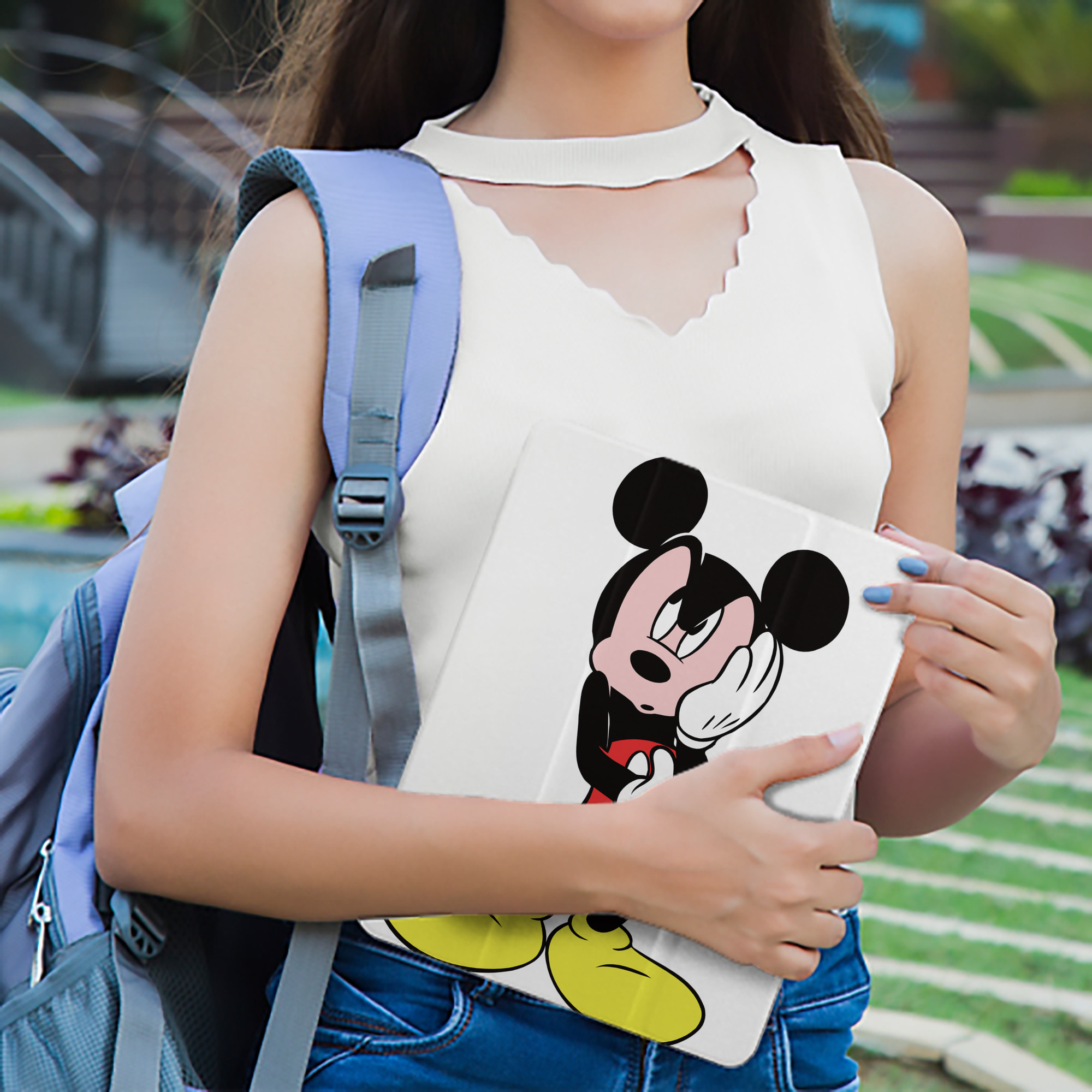 ミッキーマウス Mickey Mouse IPad ケース ペン収納付き 三つ折りスタンド PUレザー×シリコン 対応機種9.5/10.5/10.9インチ