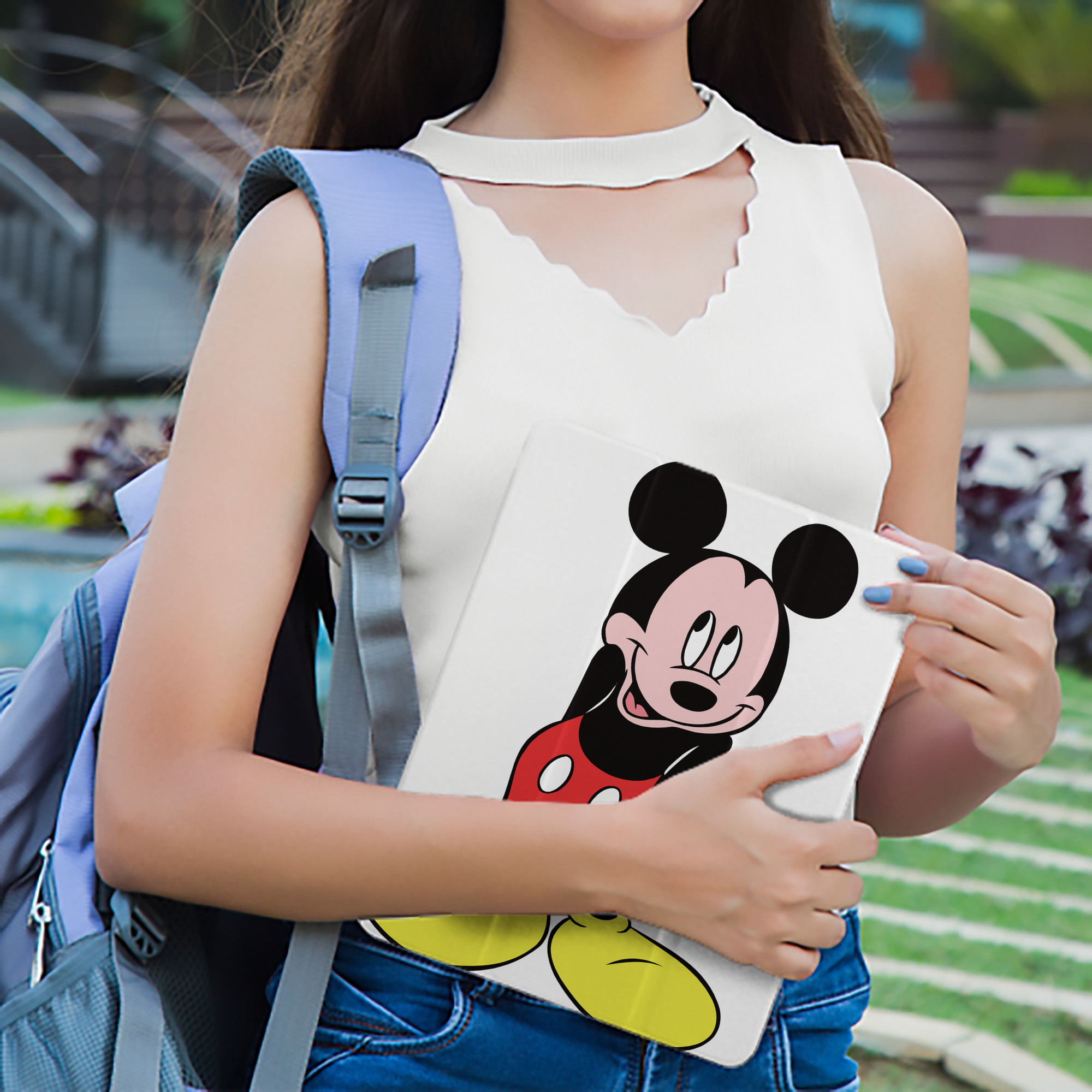 ミッキーマウス Mickey Mouse IPad ケース ペン収納付き 三つ折りスタンド PUレザー×シリコン 対応機種9.5/10.5/10.9インチ