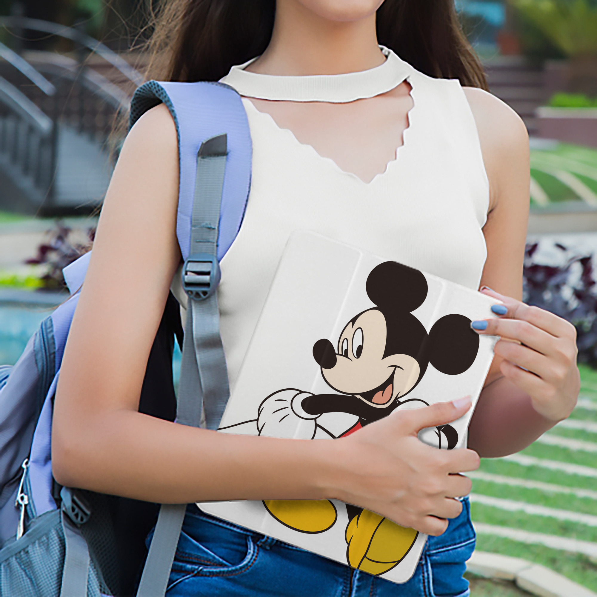 ミッキーマウス Mickey Mouse IPad ケース ペン収納付き 三つ折りスタンド PUレザー×シリコン 対応機種9.5/10.5/10.9インチ