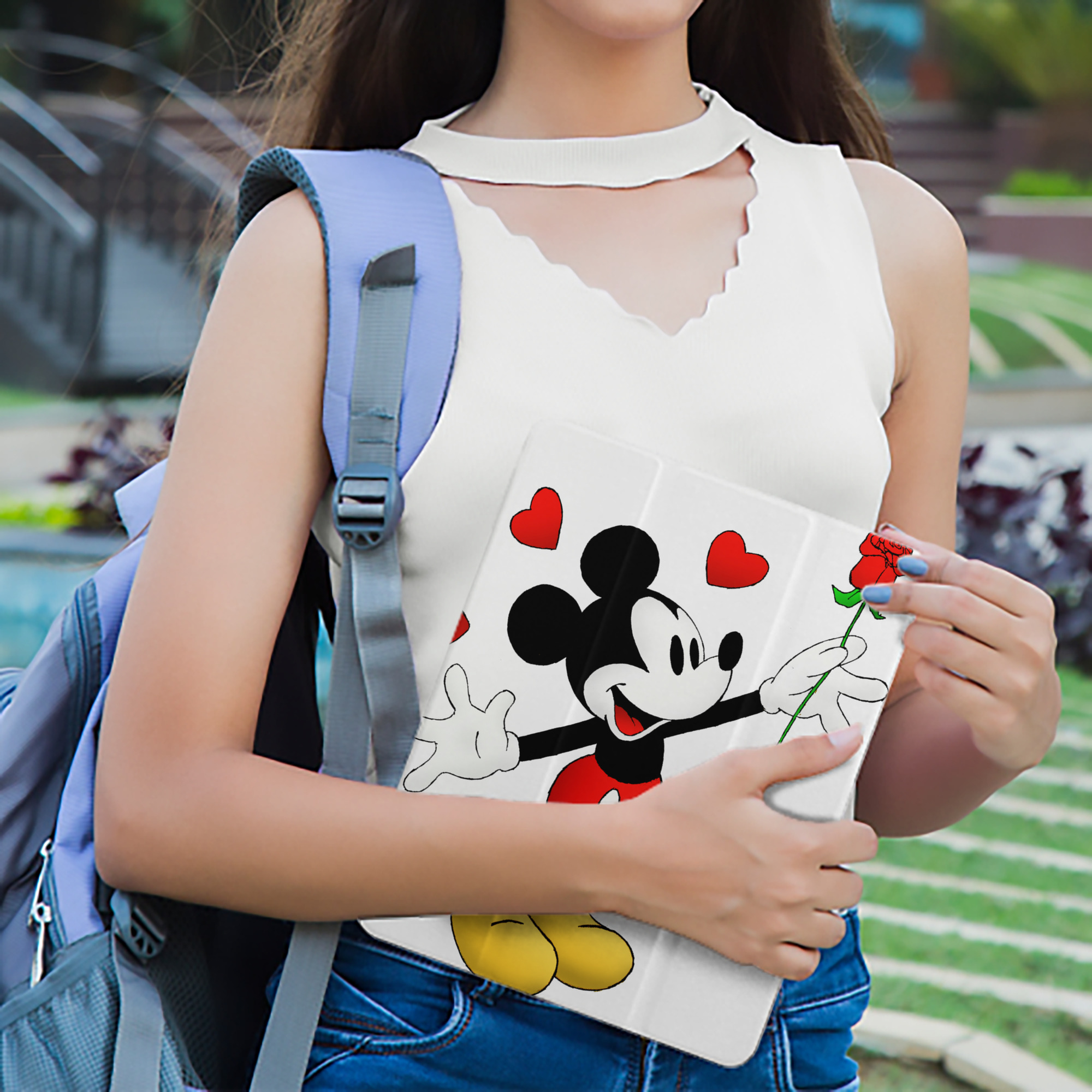 ミッキーマウス Mickey Mouse IPad ケース ペン収納付き 三つ折りスタンド PUレザー×シリコン 対応機種9.5/10.5/10.9インチ