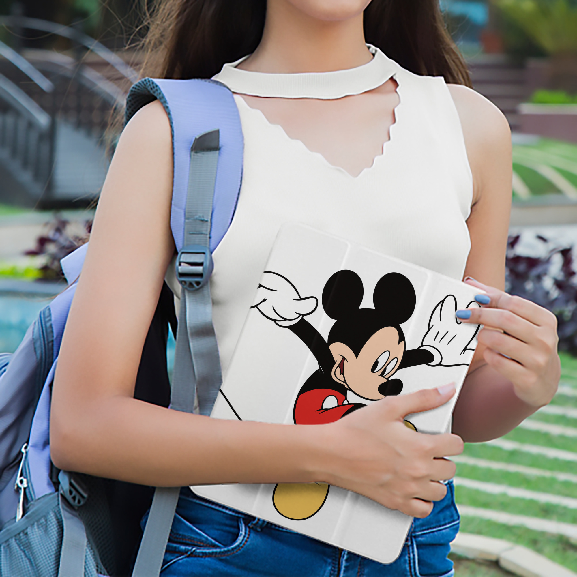 ミッキーマウス Mickey Mouse IPad ケース ペン収納付き 三つ折りスタンド PUレザー×シリコン 対応機種9.5/10.5/10.9インチ
